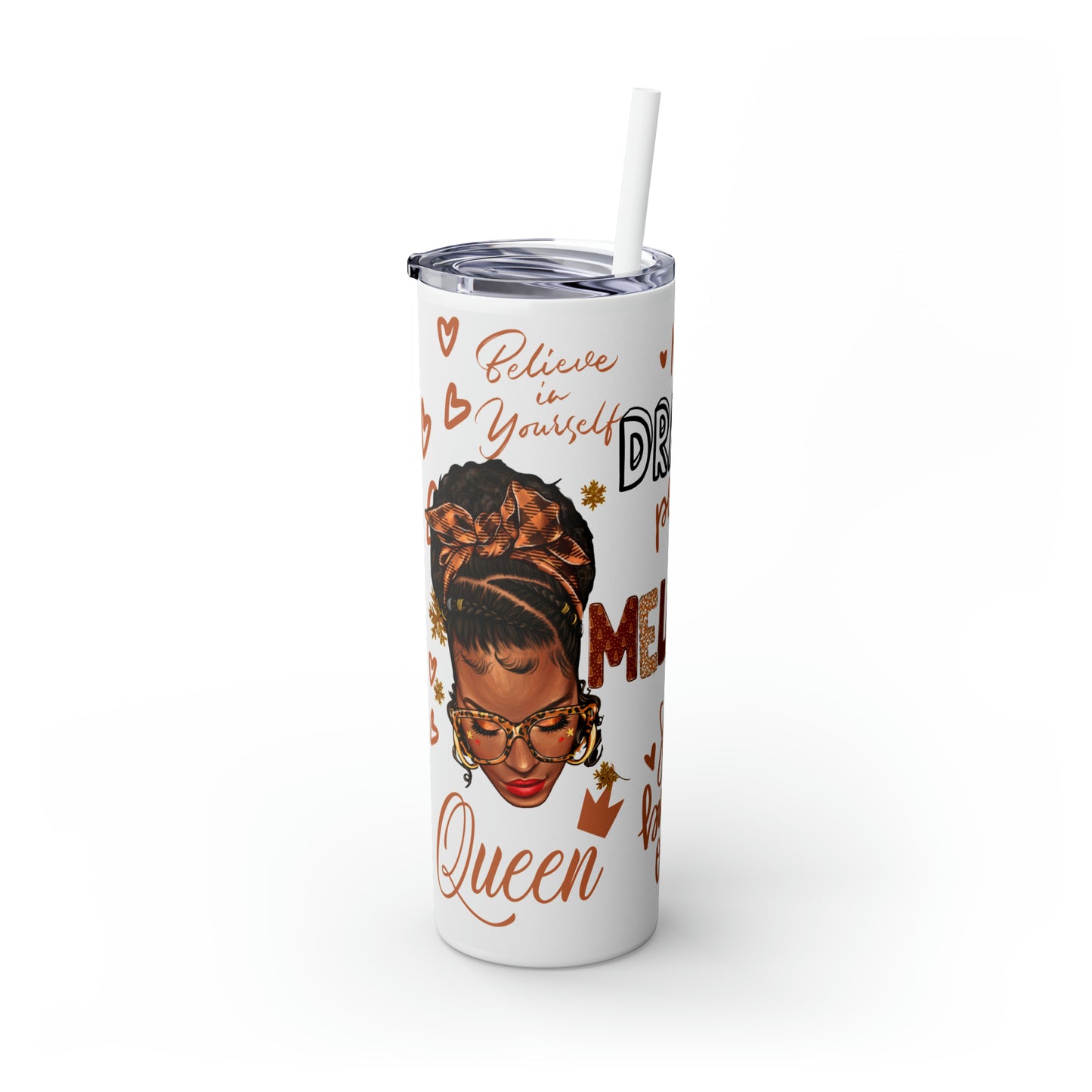 Melanin Love - Skinny Tumbler with Straw, 20oz