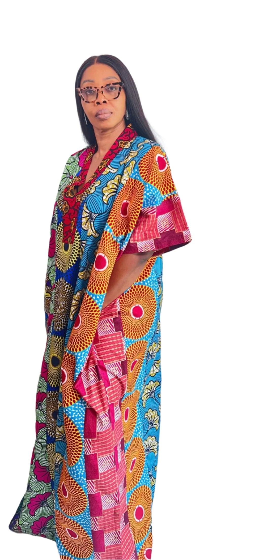 Achalugo Ankara cotton Multiprint Kaftan Maxi Dress - 101