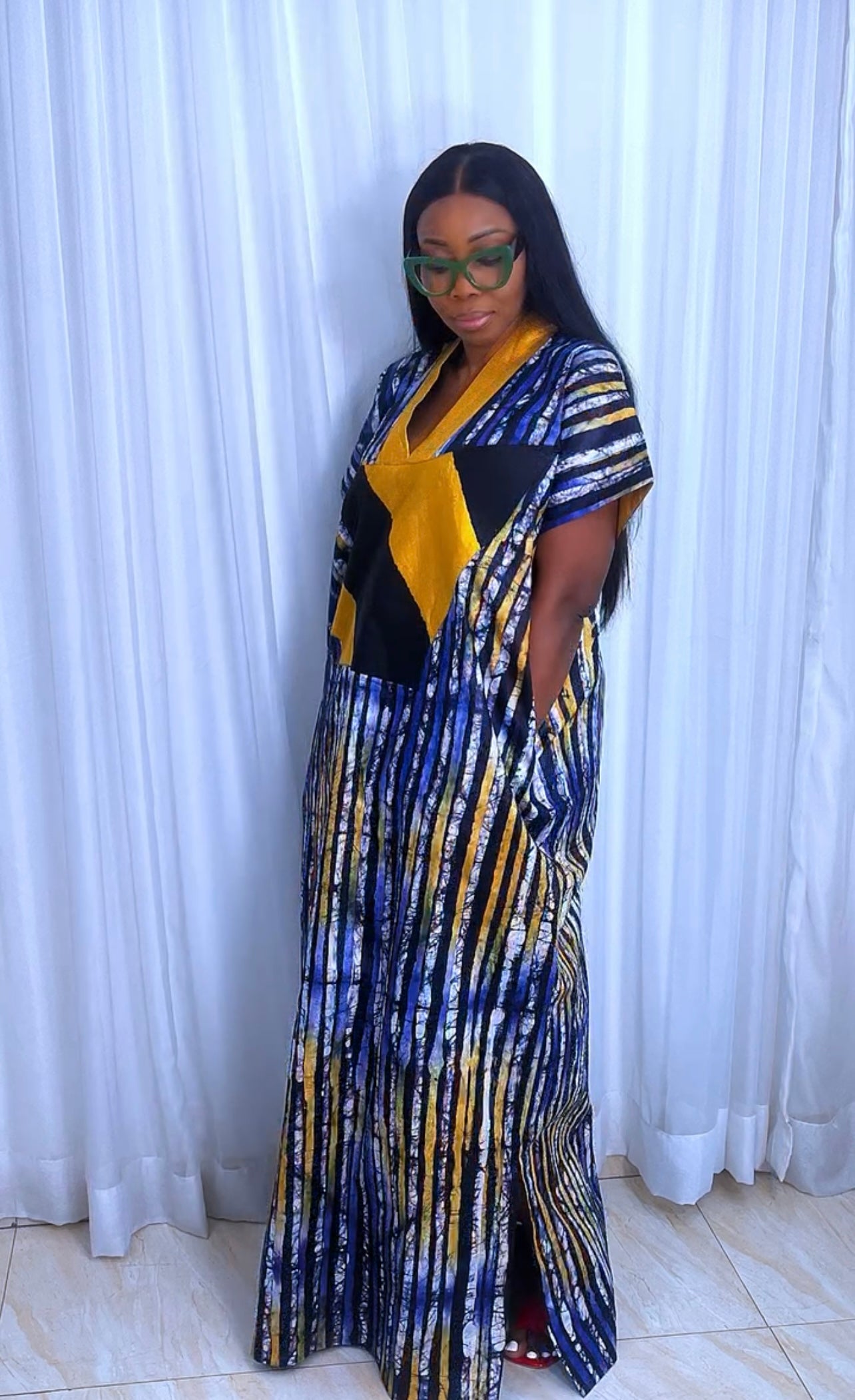 Eezzy Batik Brocade Multicolour Kaftan Maxi Dress - 100