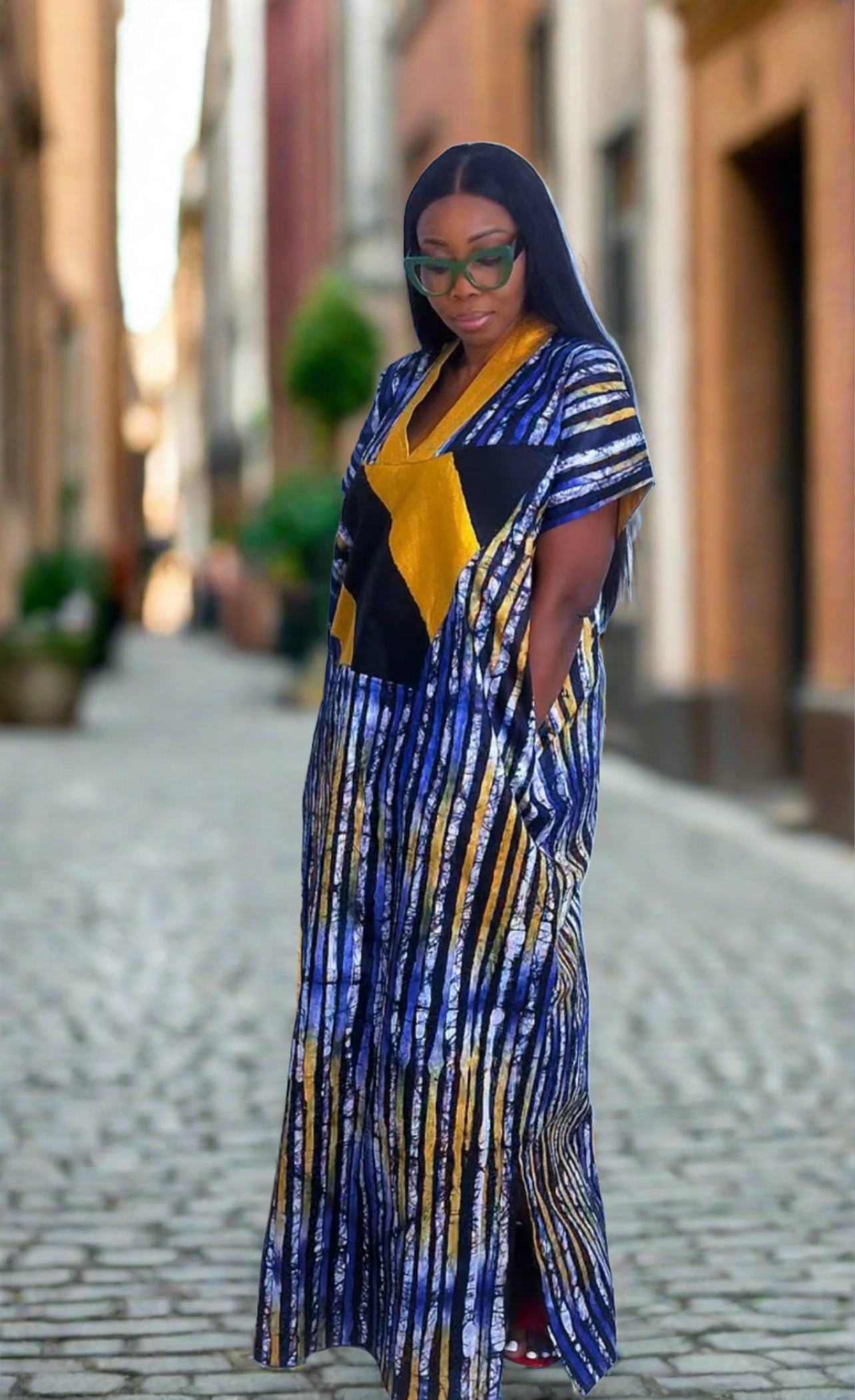 Eezzy Batik Brocade Multicolour Kaftan Maxi Dress - 100