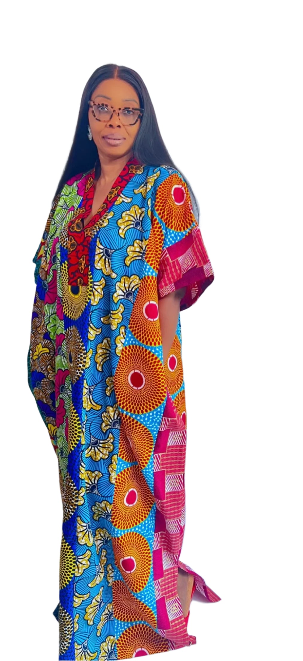 Achalugo Ankara cotton Multiprint Kaftan Maxi Dress - 101
