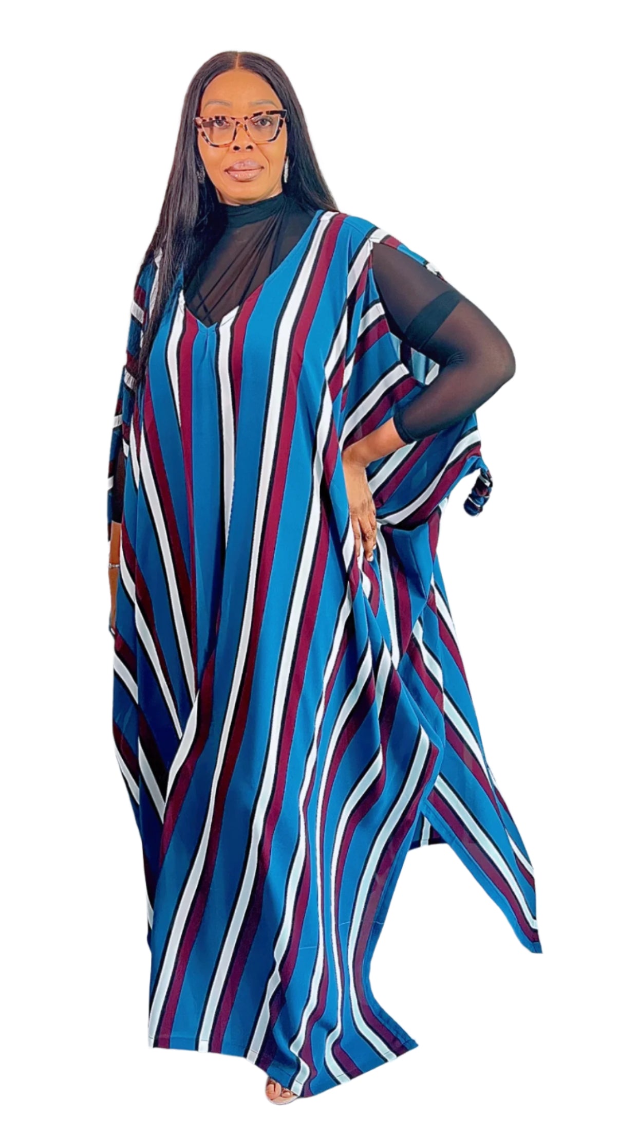 Chiffon Stripe print Summer Beachwear Party Dress - 111 - One Size