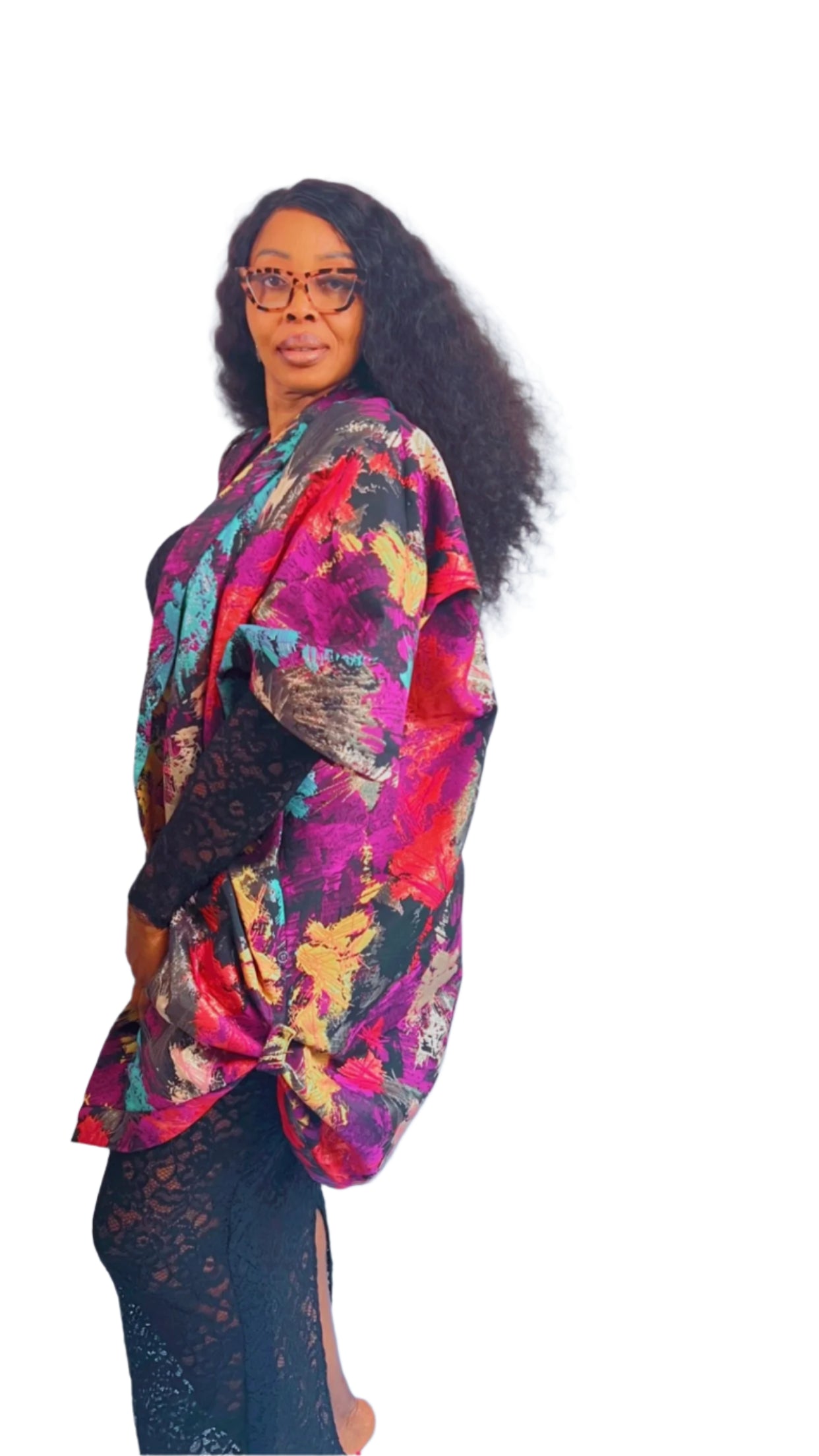 Brocade Multi-colour OverSize Jacket Robe Kimono with Loop - One Size - 112 NLECHA