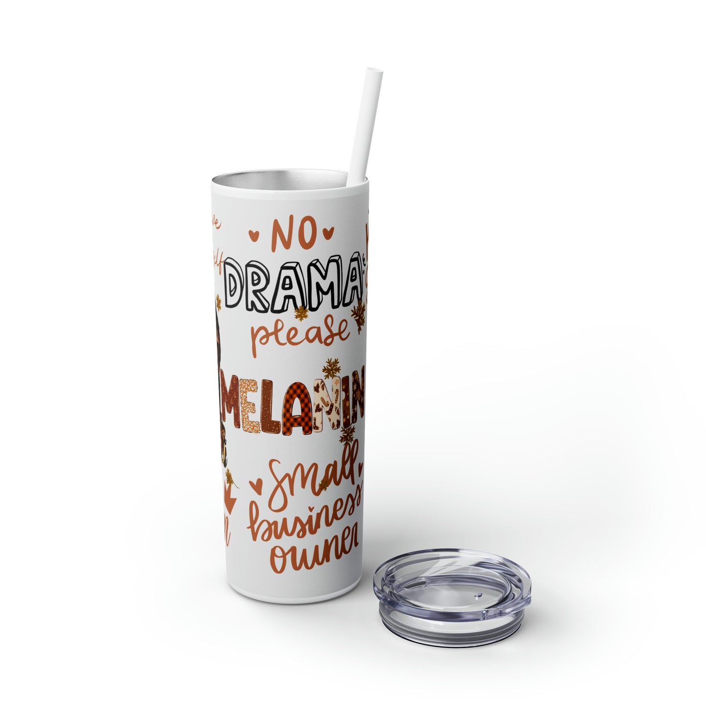 Melanin Love - Skinny Tumbler with Straw, 20oz