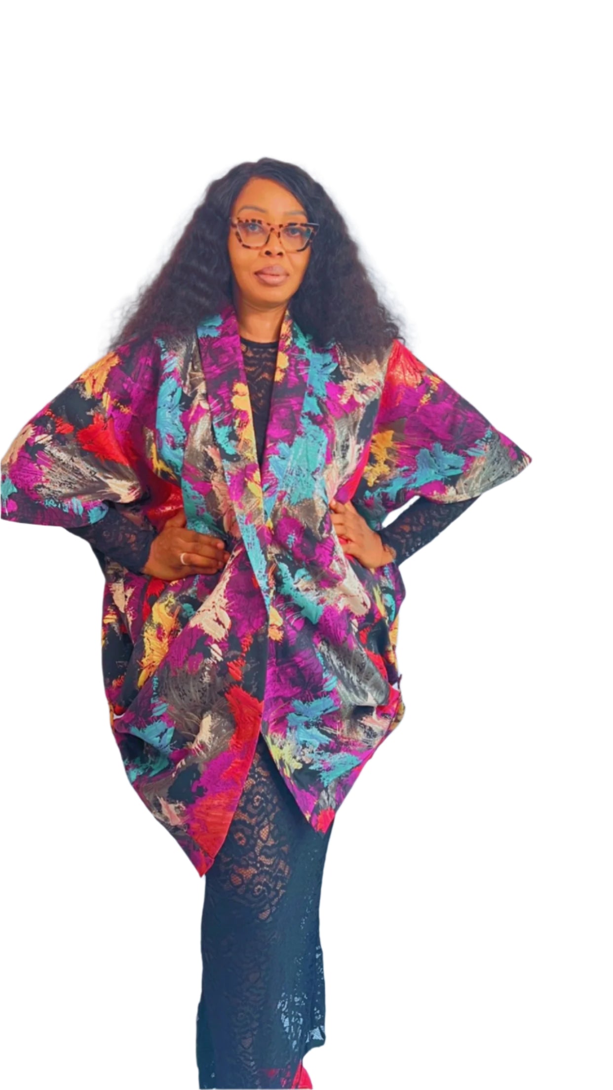 Brocade Multi-colour OverSize Jacket Robe Kimono with Loop - One Size - 112 NLECHA