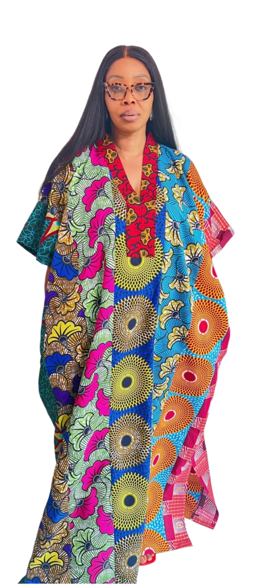 Achalugo Ankara cotton Multiprint Kaftan Maxi Dress - 101