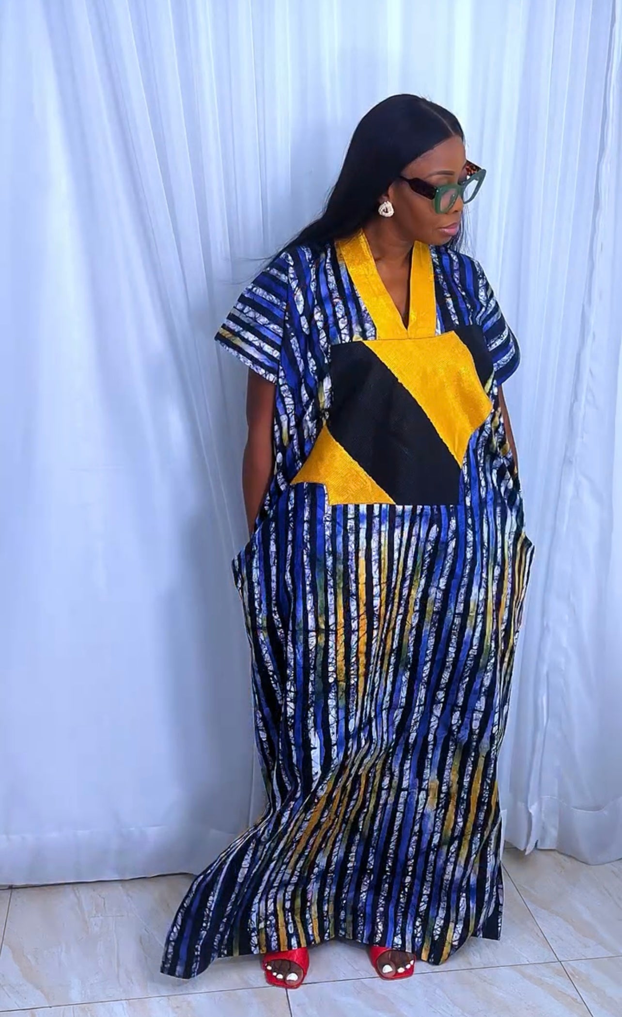 Eezzy Batik Brocade Multicolour Kaftan Maxi Dress - 100