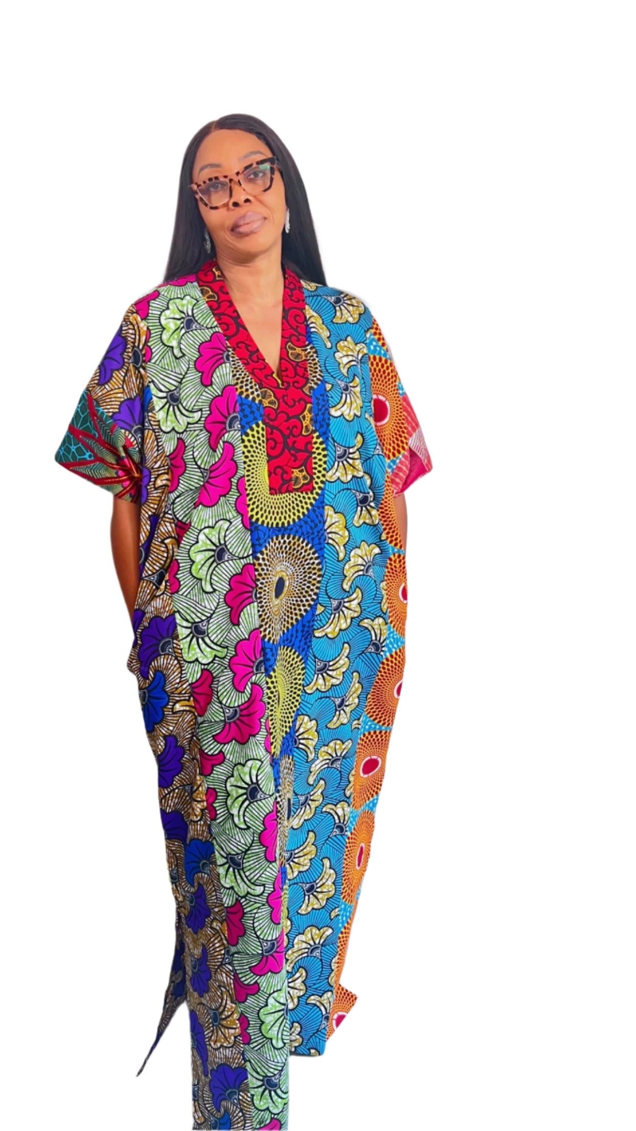 Achalugo Ankara cotton Multiprint Kaftan Maxi Dress - 101