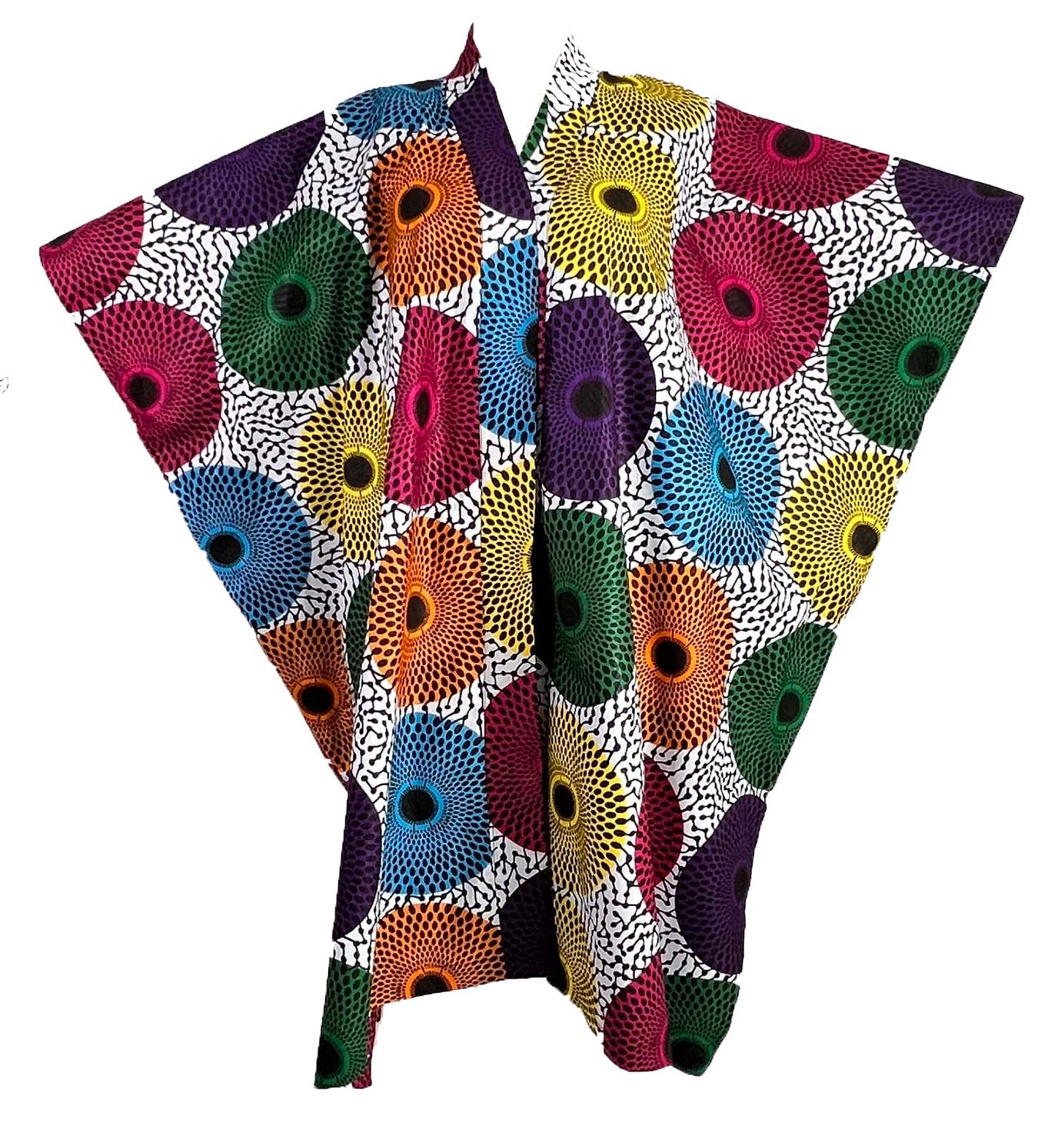 ADAUGO African Print Ankara 100% Cotton Oversize duster Kimono with pockets and scarf - Knee Length