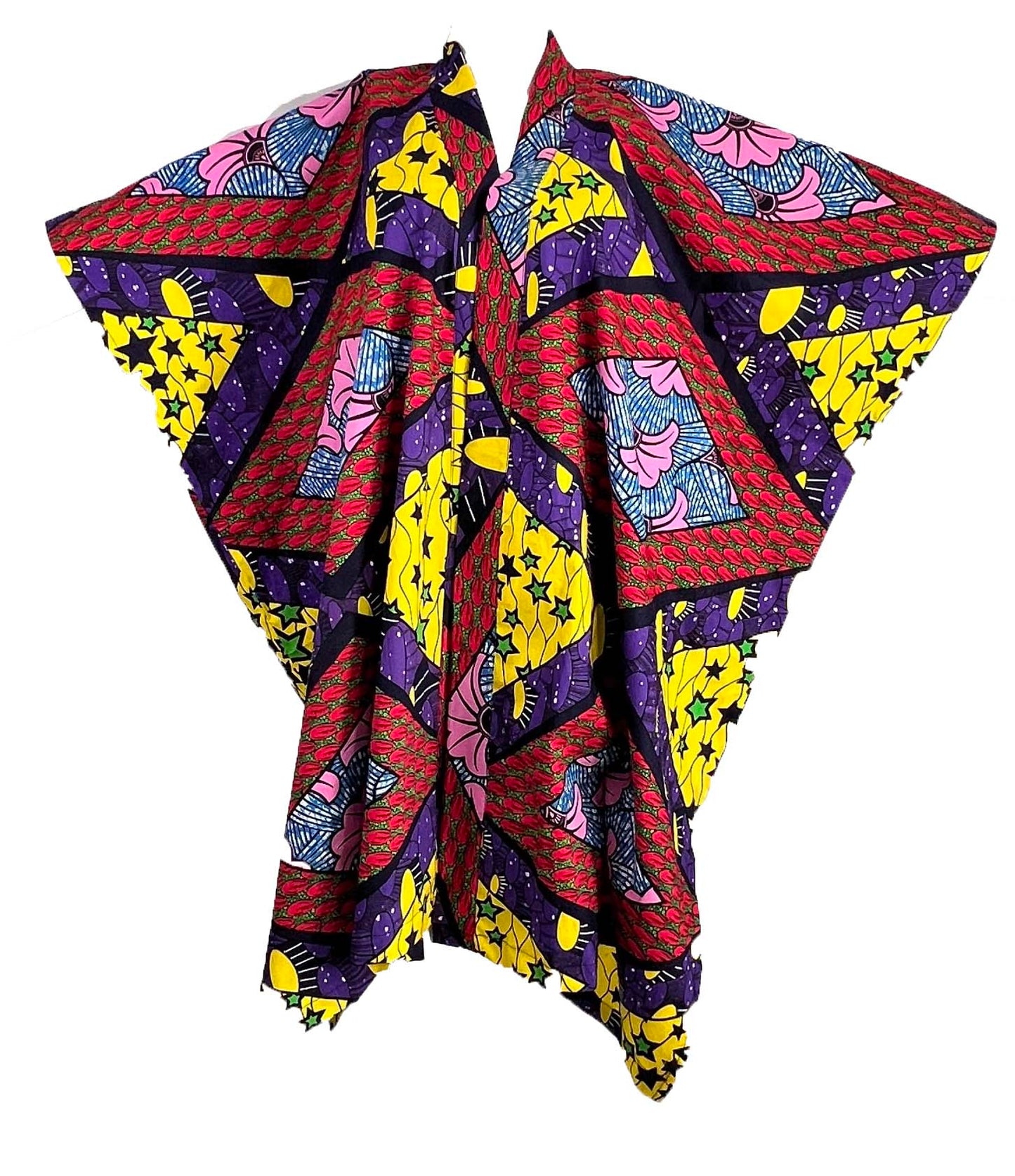 ADAUGO African Print Ankara 100% Cotton Oversize duster Kimono with pockets and scarf - Knee Length