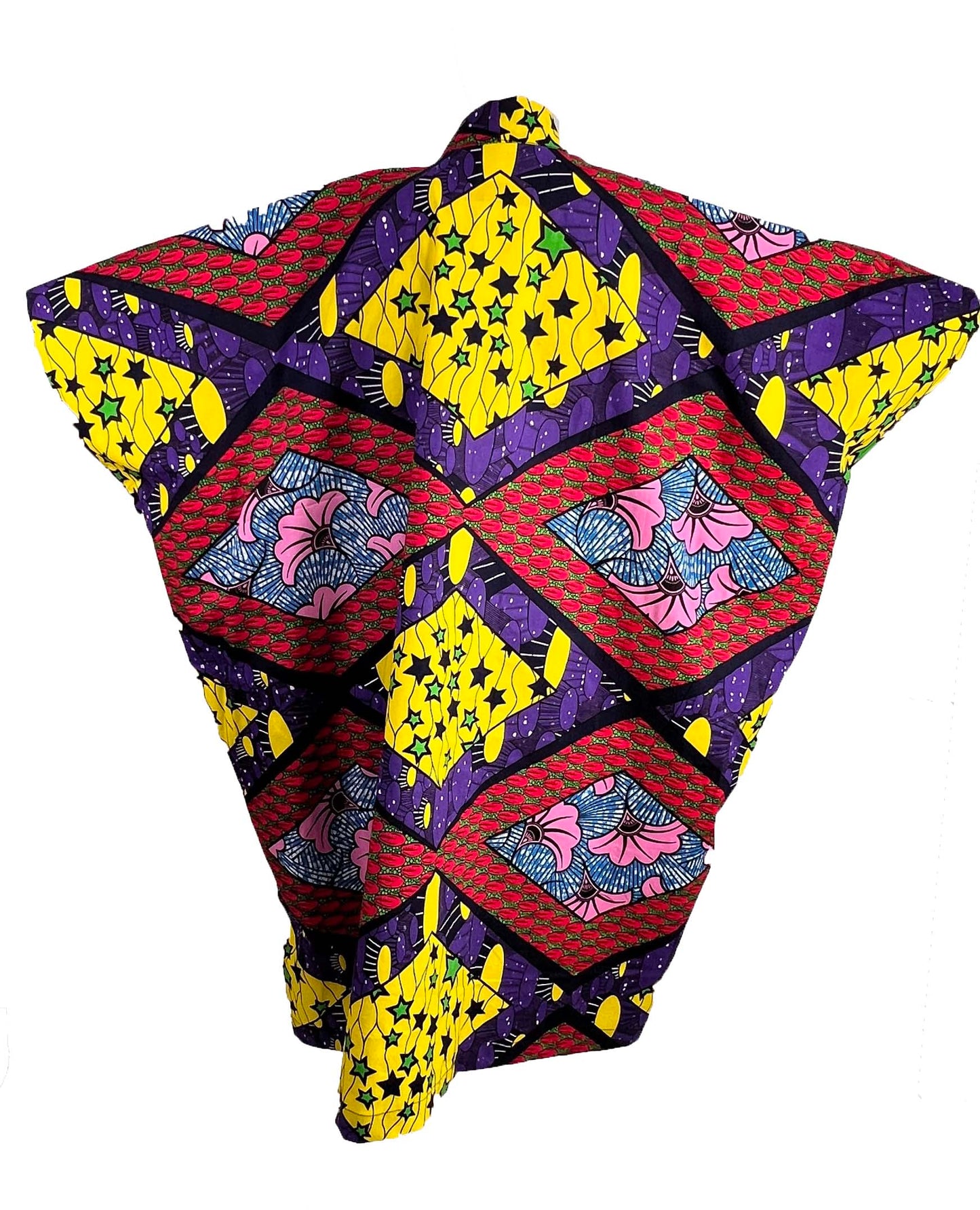 ADAUGO African Print Ankara 100% Cotton Oversize duster Kimono with pockets and scarf - Knee Length