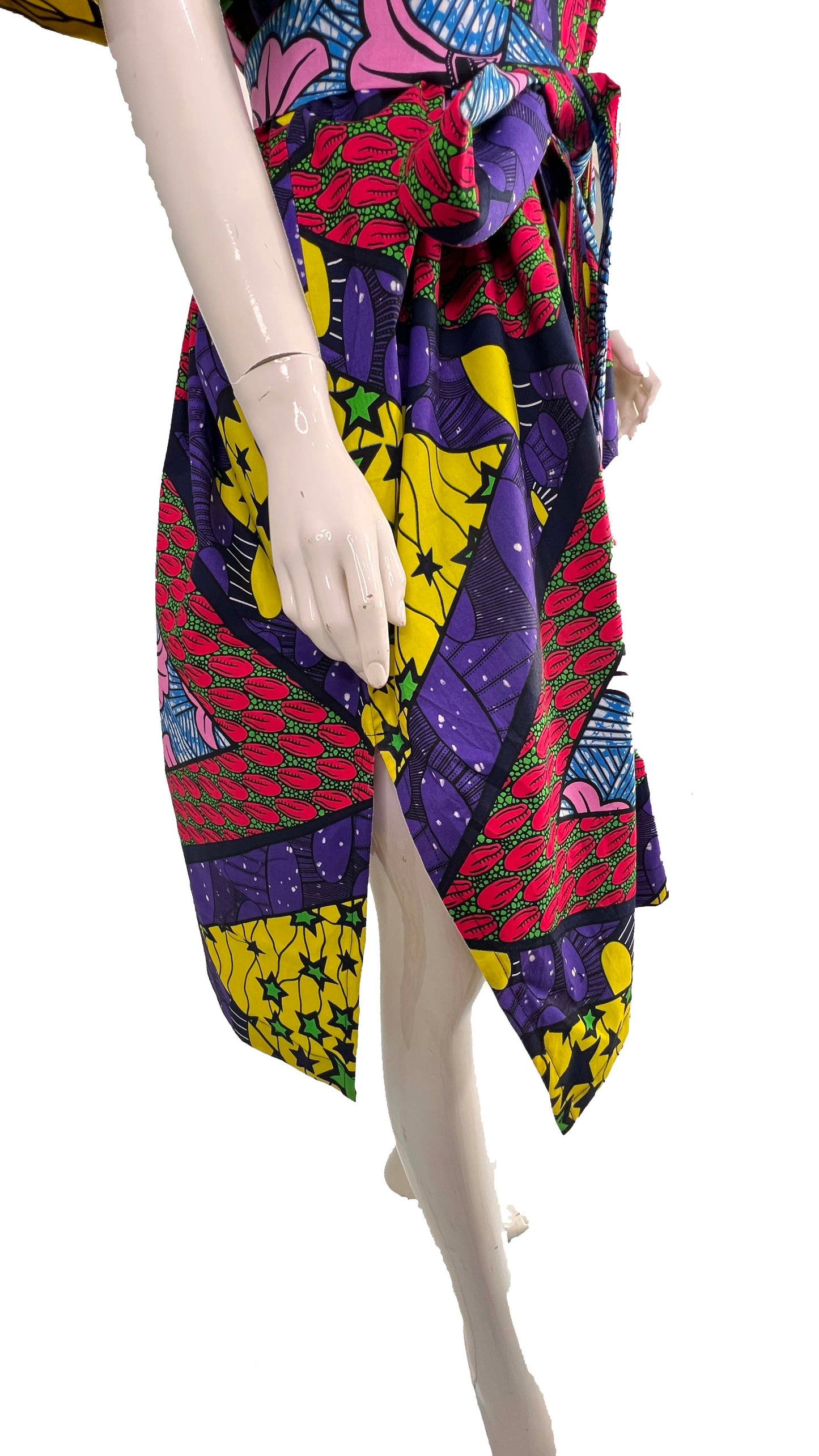 ADAUGO African Print Ankara 100% Cotton Oversize duster Kimono with pockets and scarf - Knee Length