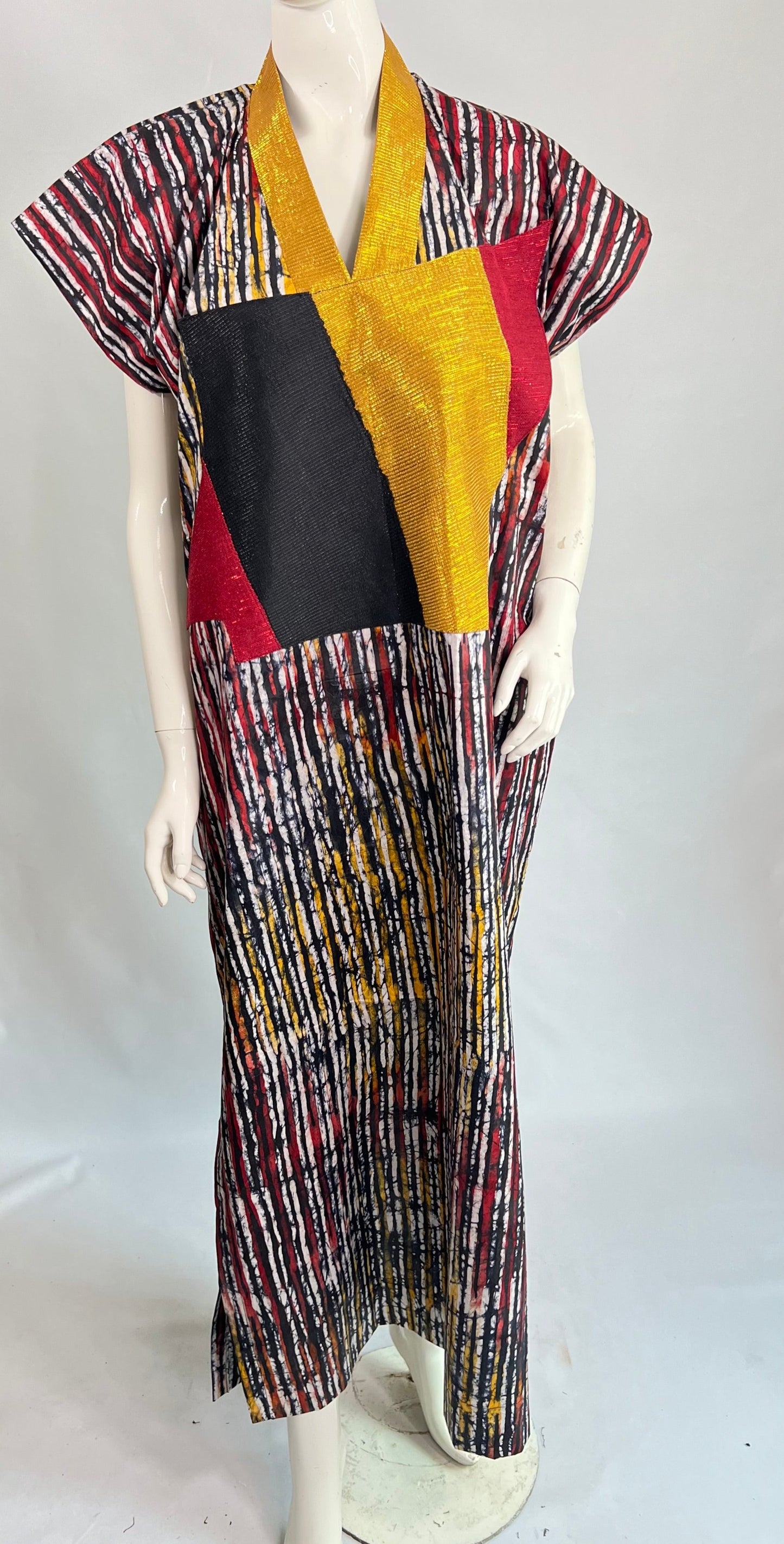 Eezzy Batik Brocade Multicolour Kaftan Maxi Dress - 100