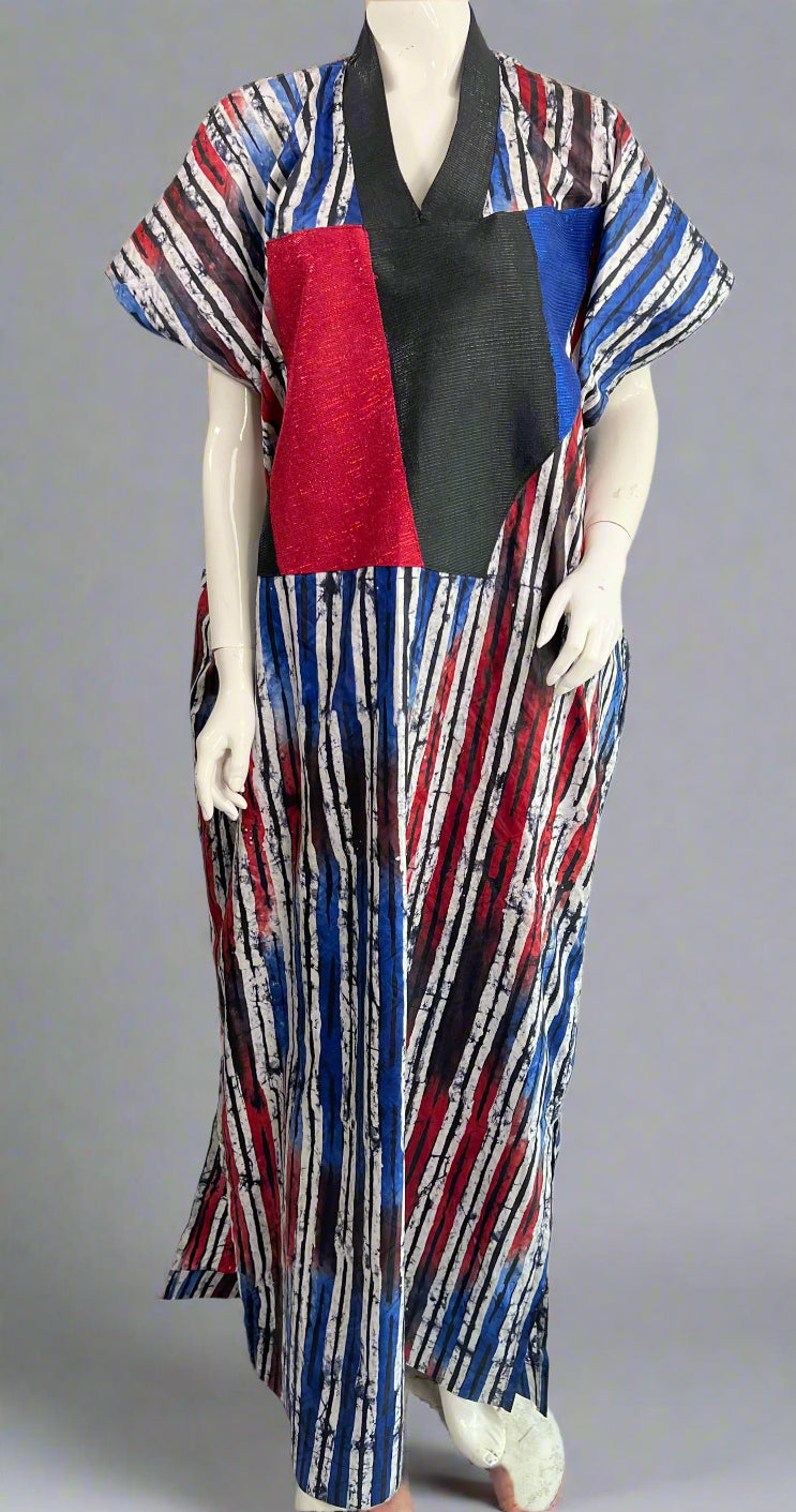 Eezzy Batik Brocade Multicolour Kaftan Maxi Dress - 100