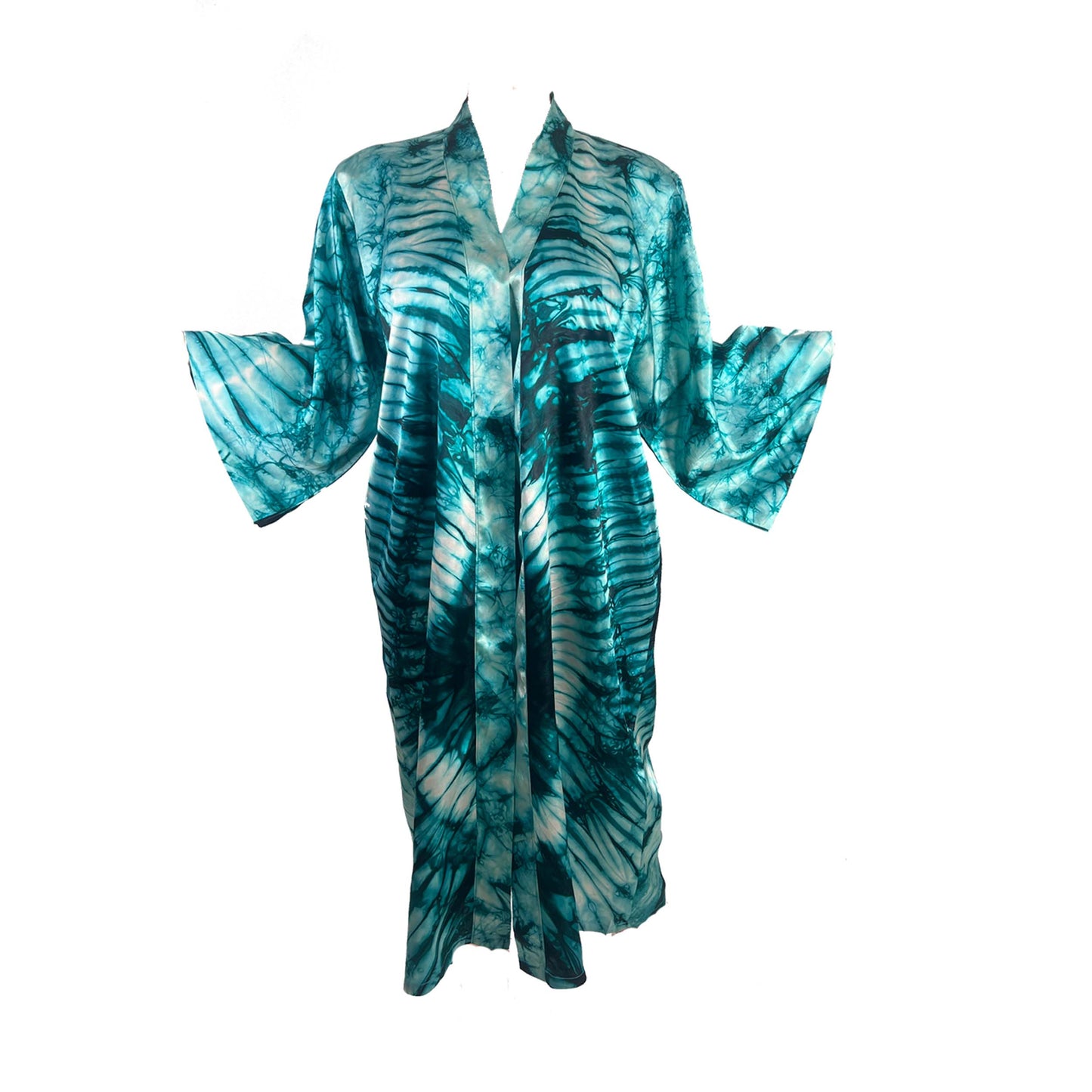 ADAMMA Women Silky Adire Tie-Dye African Robe Kimono Beach cover up Bridal Shower Loungewear Short