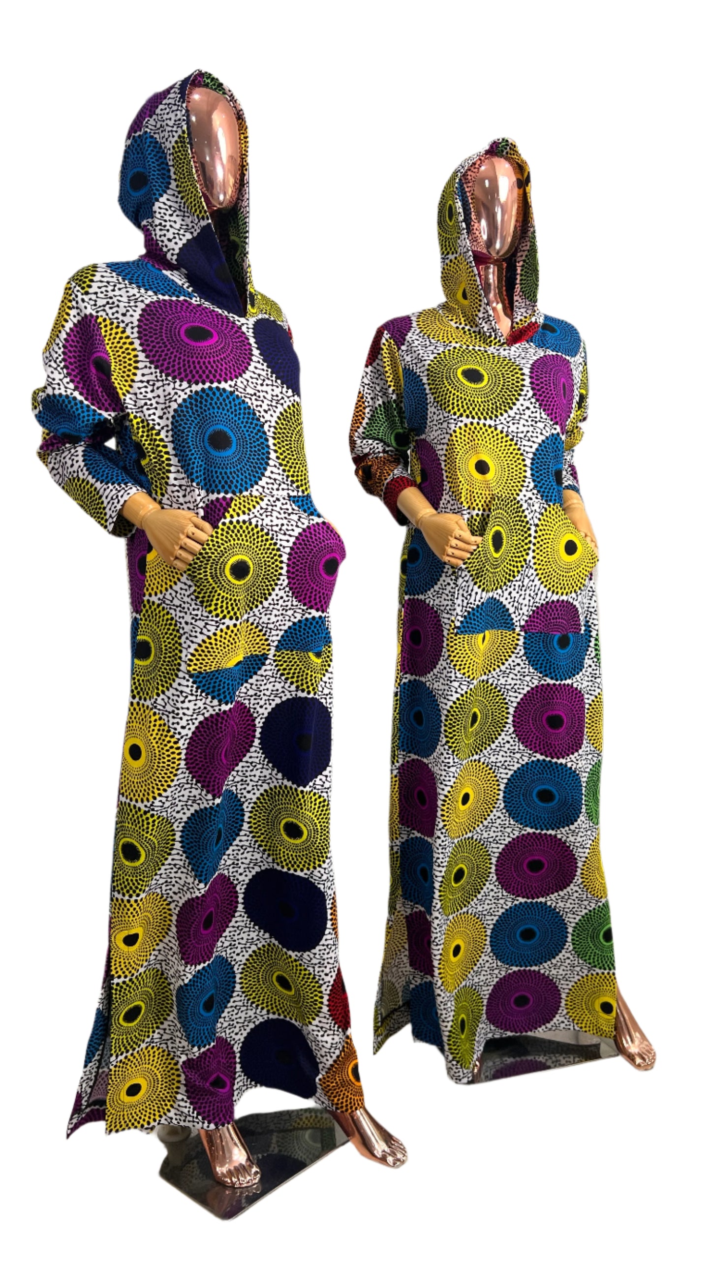 Multi colour Ankara Stretch maxi Dress with pockets - 069