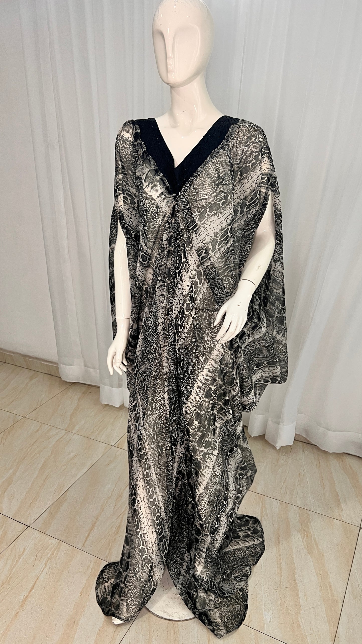 Silk Kaftan Evening Gown/maxi Dress - 064