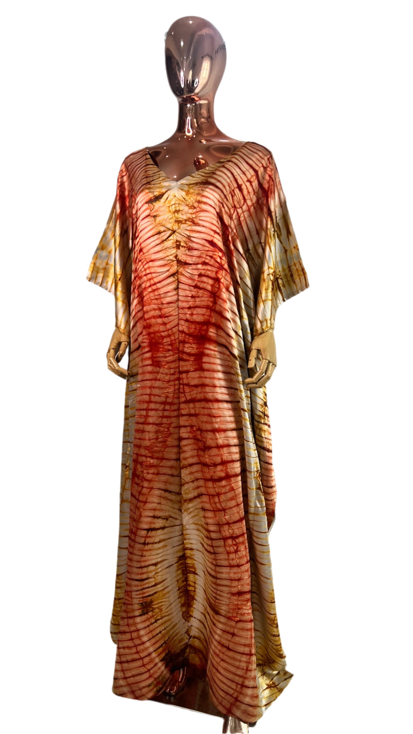 African Print Adire Silk Kaftan Evening Gown/maxi Dress