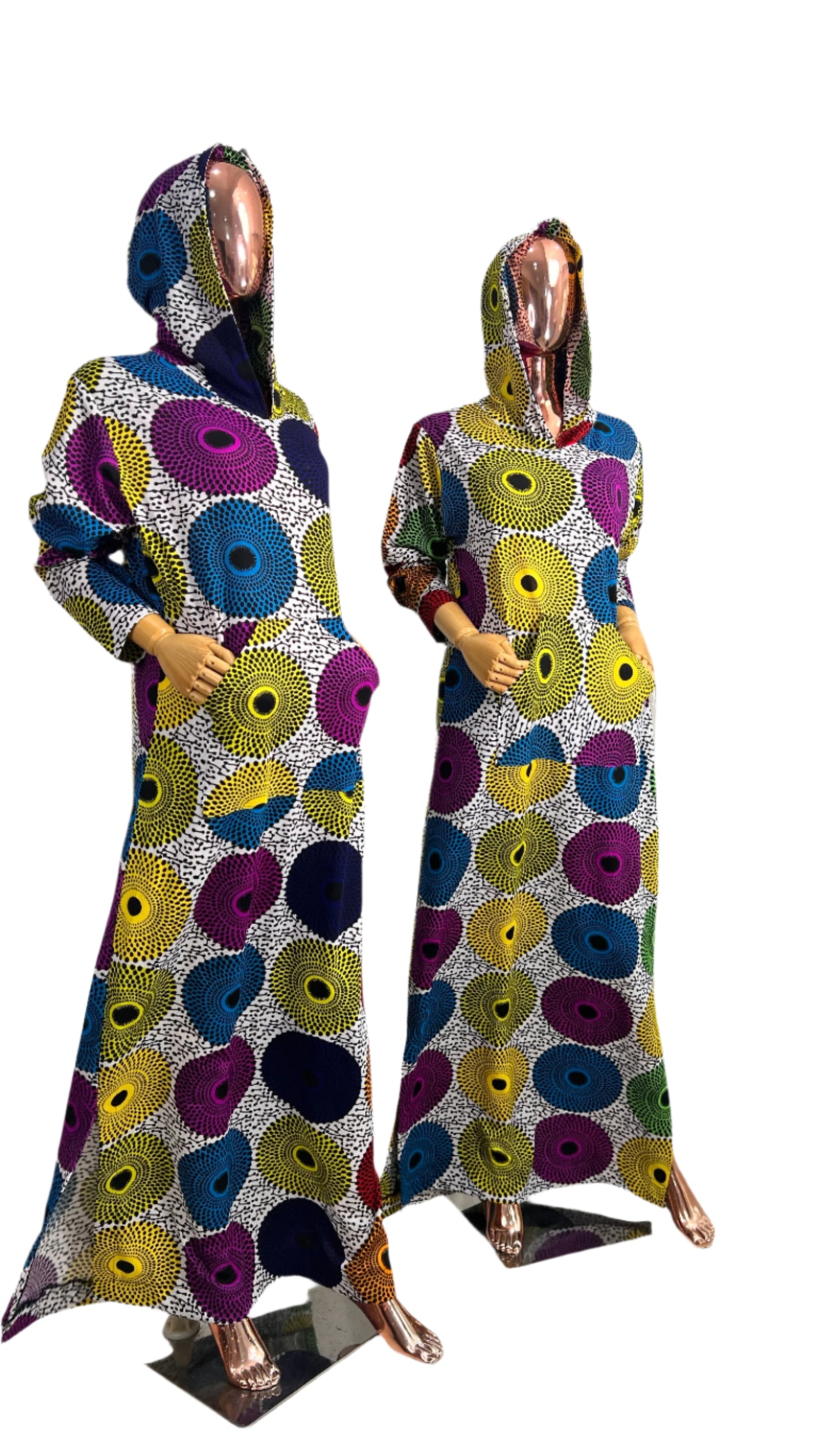 Multi colour Ankara Stretch maxi Dress with pockets - 069