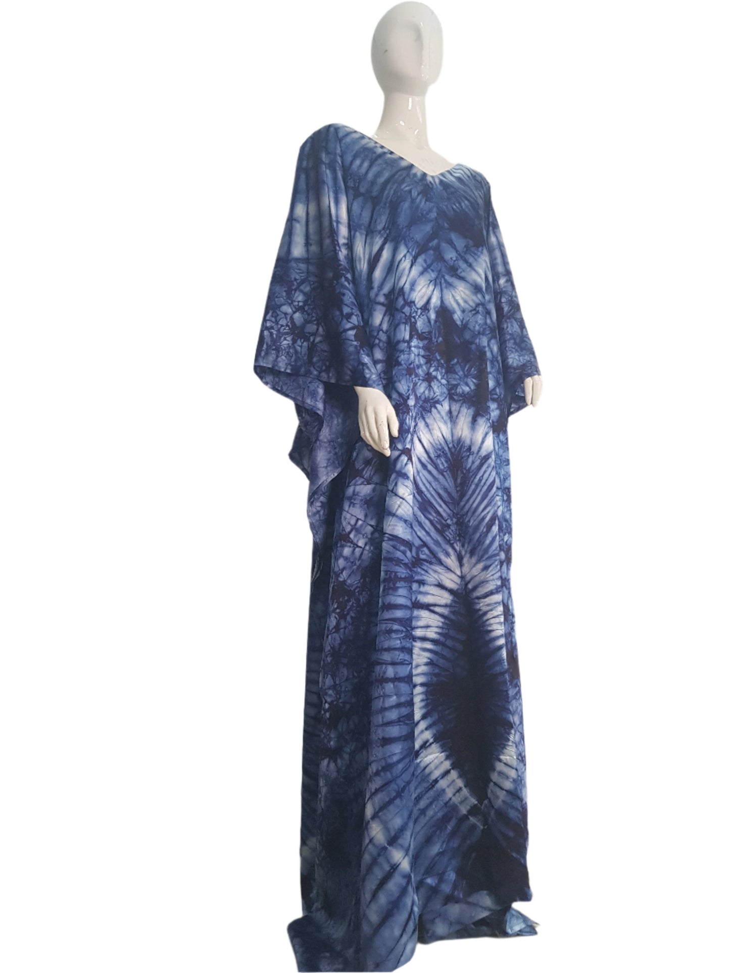 African Print Adire Silk Kaftan Evening Gown/maxi Dress
