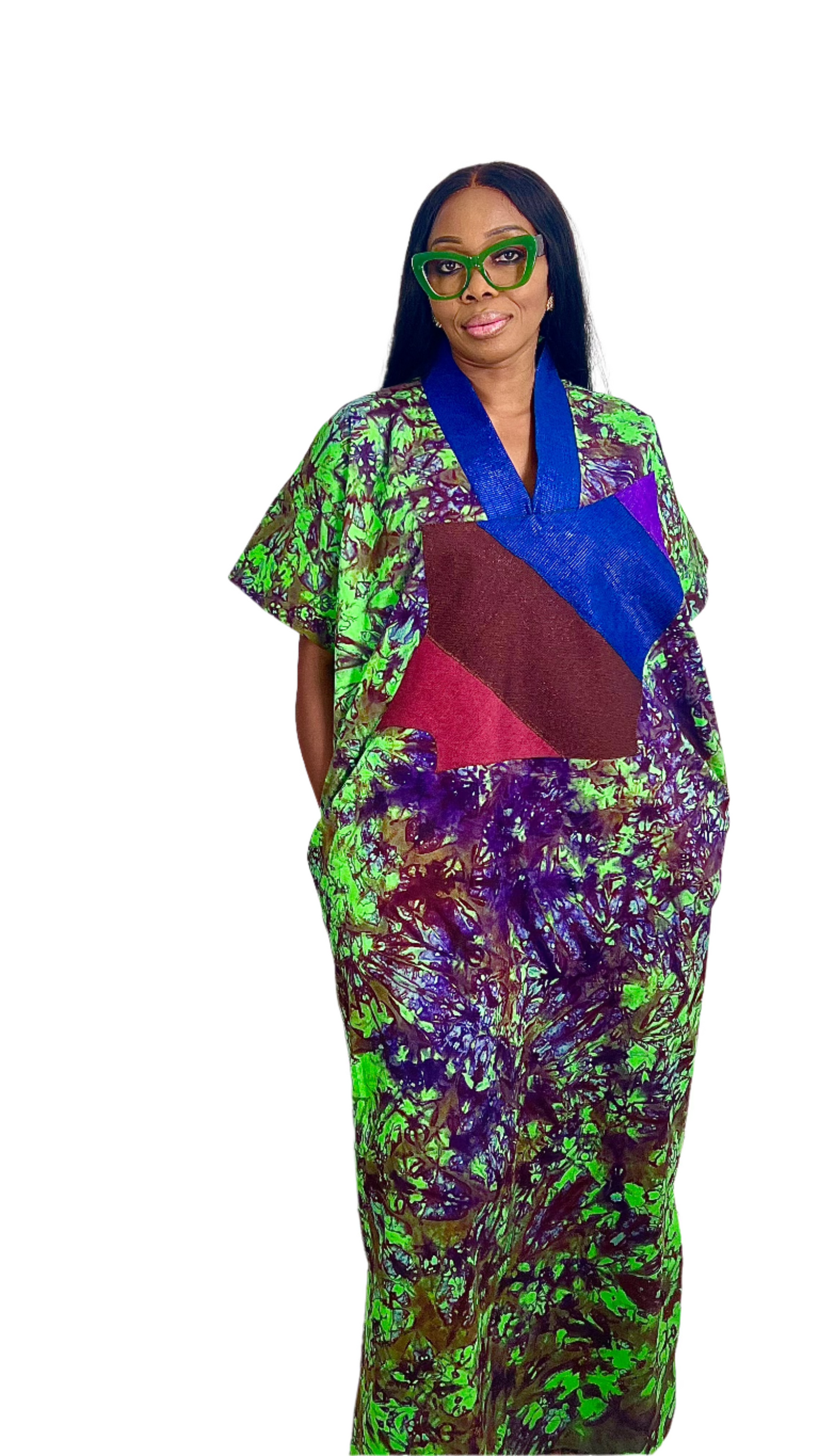 Adire Batik Tye Dye Cotton kaftan/BouBou Kaftan Caftan Shirt dress Summer Beach wear Evening wear maxi/gown with slit - 040