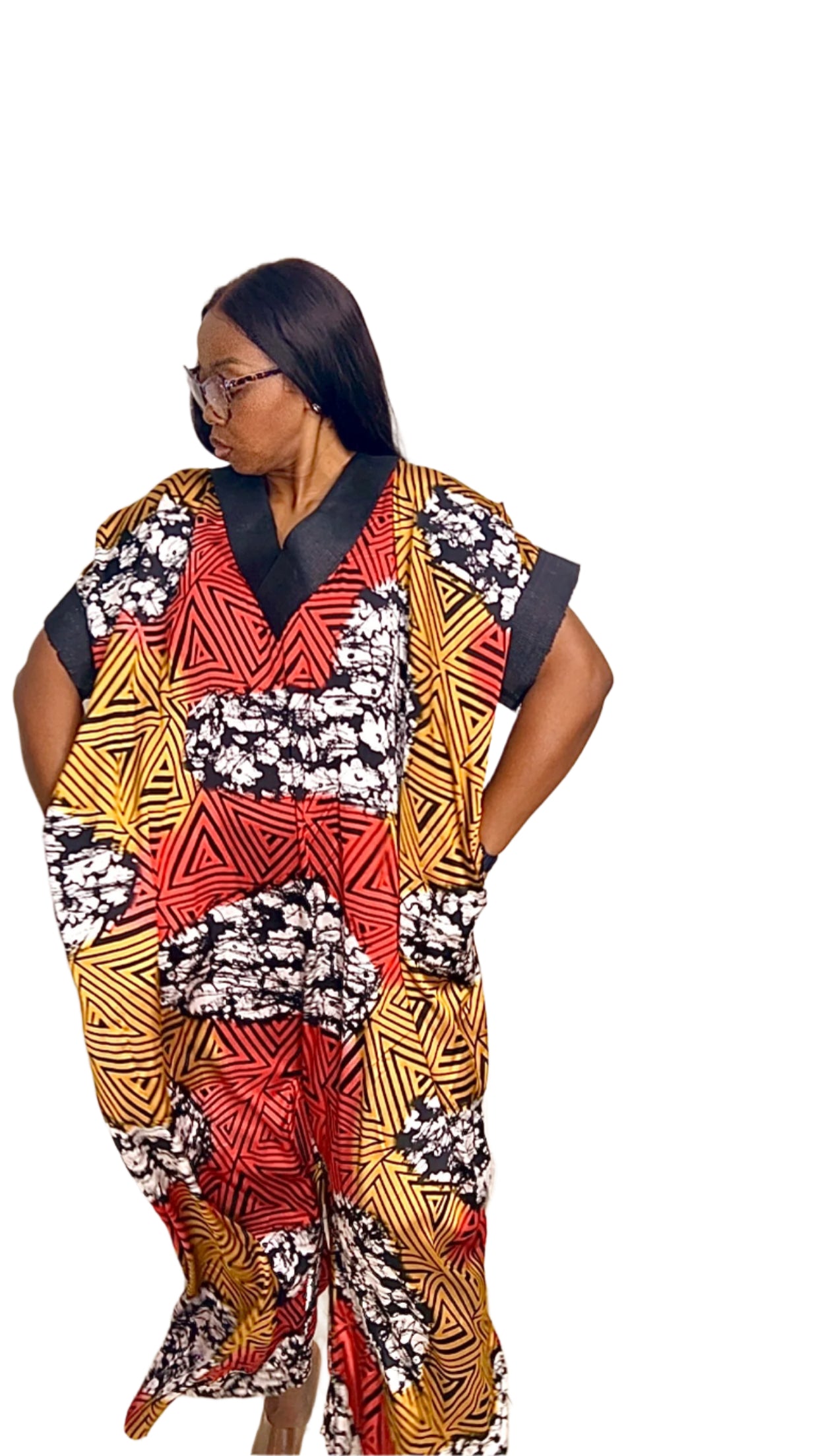 African print Ankara Silk Jumpsuit playsuit with Asooke neck details Summer Party Beachwear - 071 - Tall Length