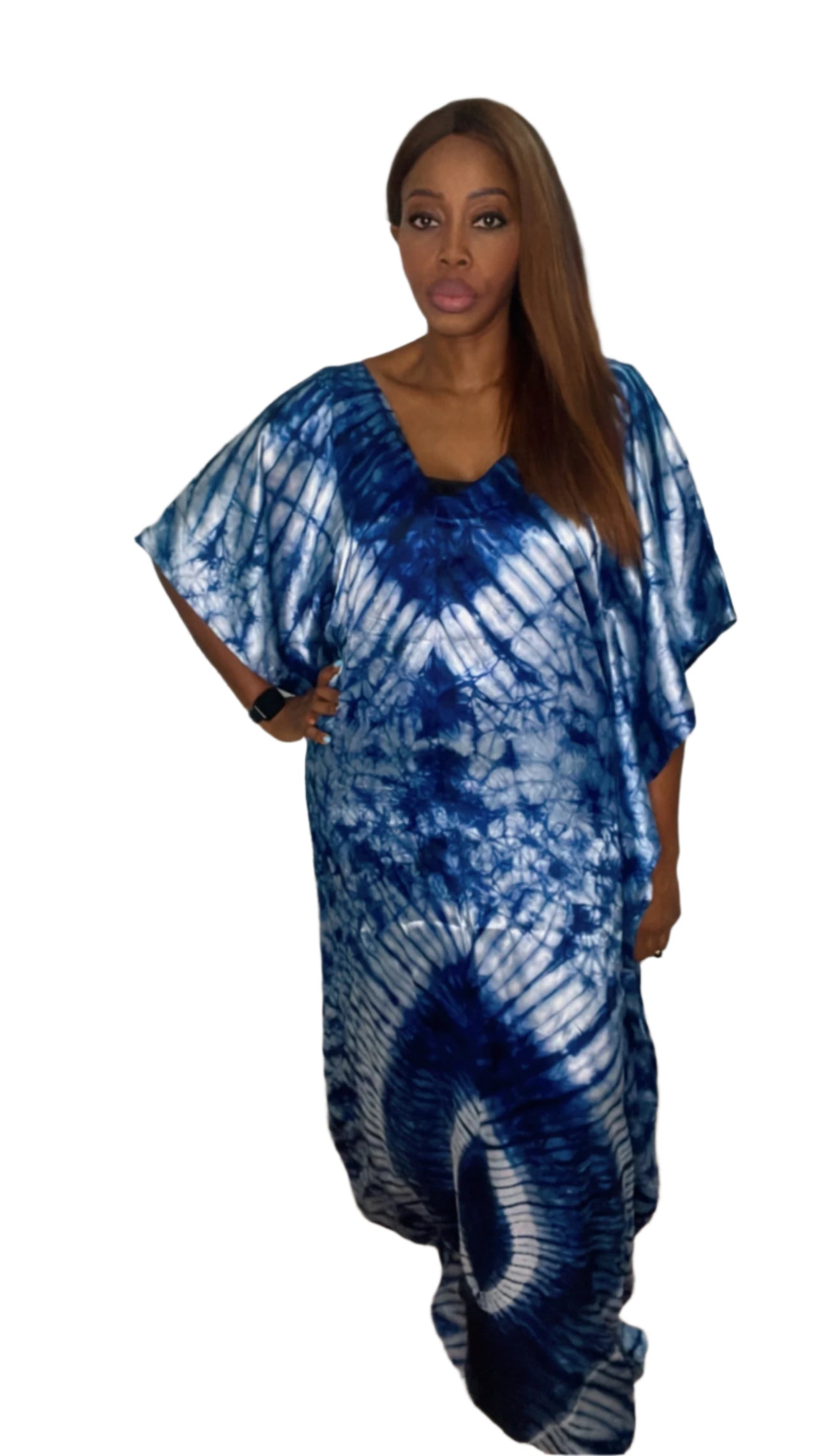 African Print Adire Silk Kaftan Evening Gown/maxi Dress