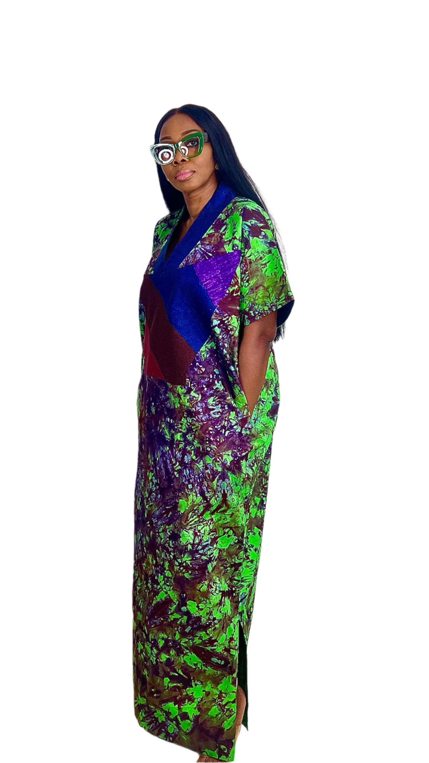 Adire Batik Tye Dye Cotton kaftan/BouBou Kaftan Caftan Shirt dress Summer Beach wear Evening wear maxi/gown with slit - 040
