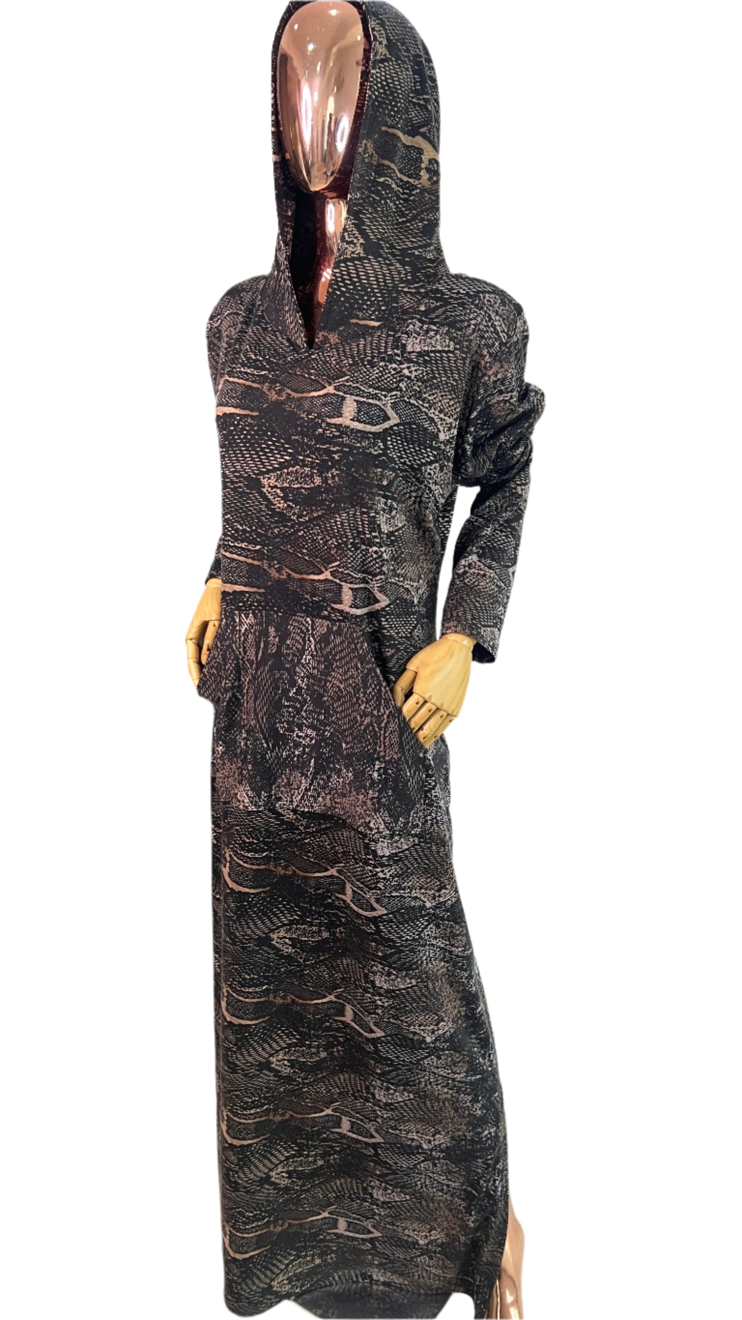 Eezzy Animal print Stretch Hooded Lounge Maxi Dress