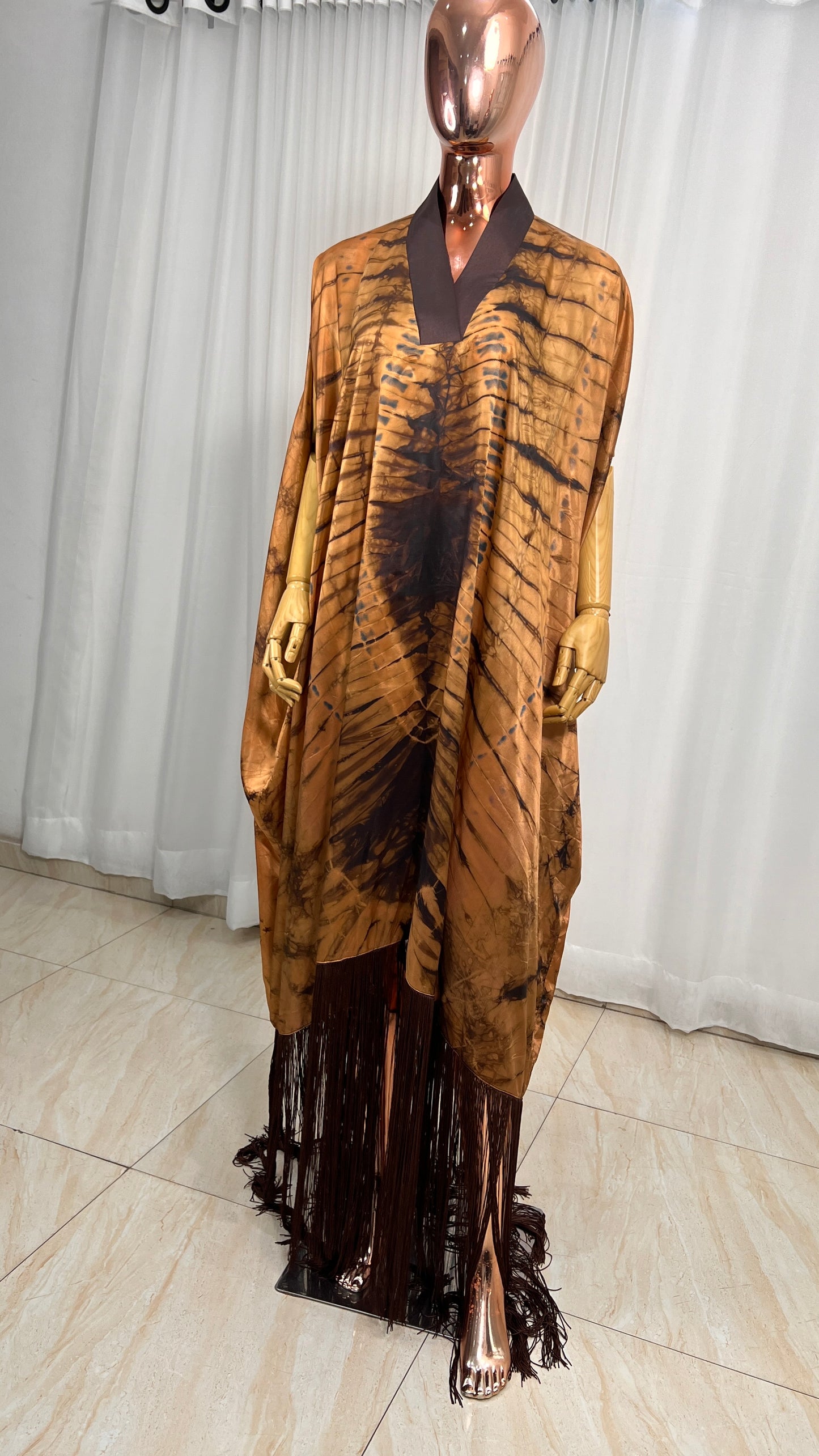 Adire/Tye Dye silk kaftan/BouBou/Caftan Shirt dress Summer/Beach wear Evening wear maxi/gown