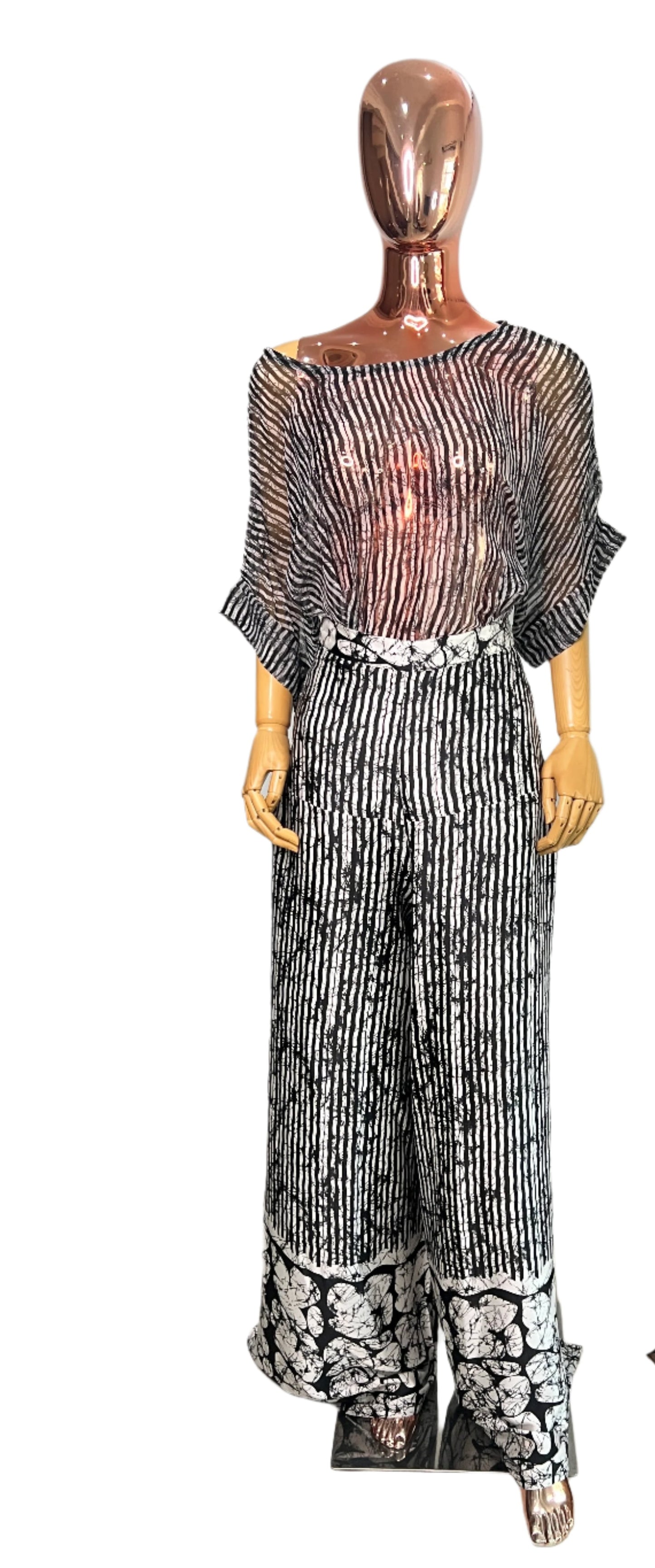 2Piece Pant Set Silk and Chiffon Summer Party - 041- Tall Length