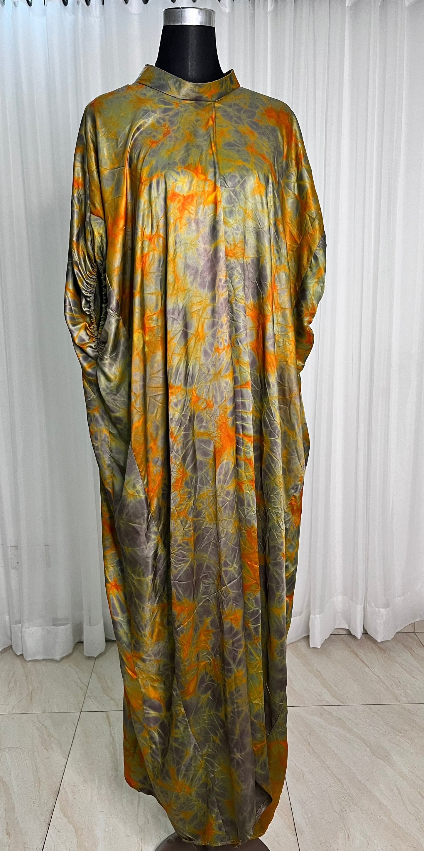 Eezzy Adire Silk Split Kaftan Maxi Dress - 051
