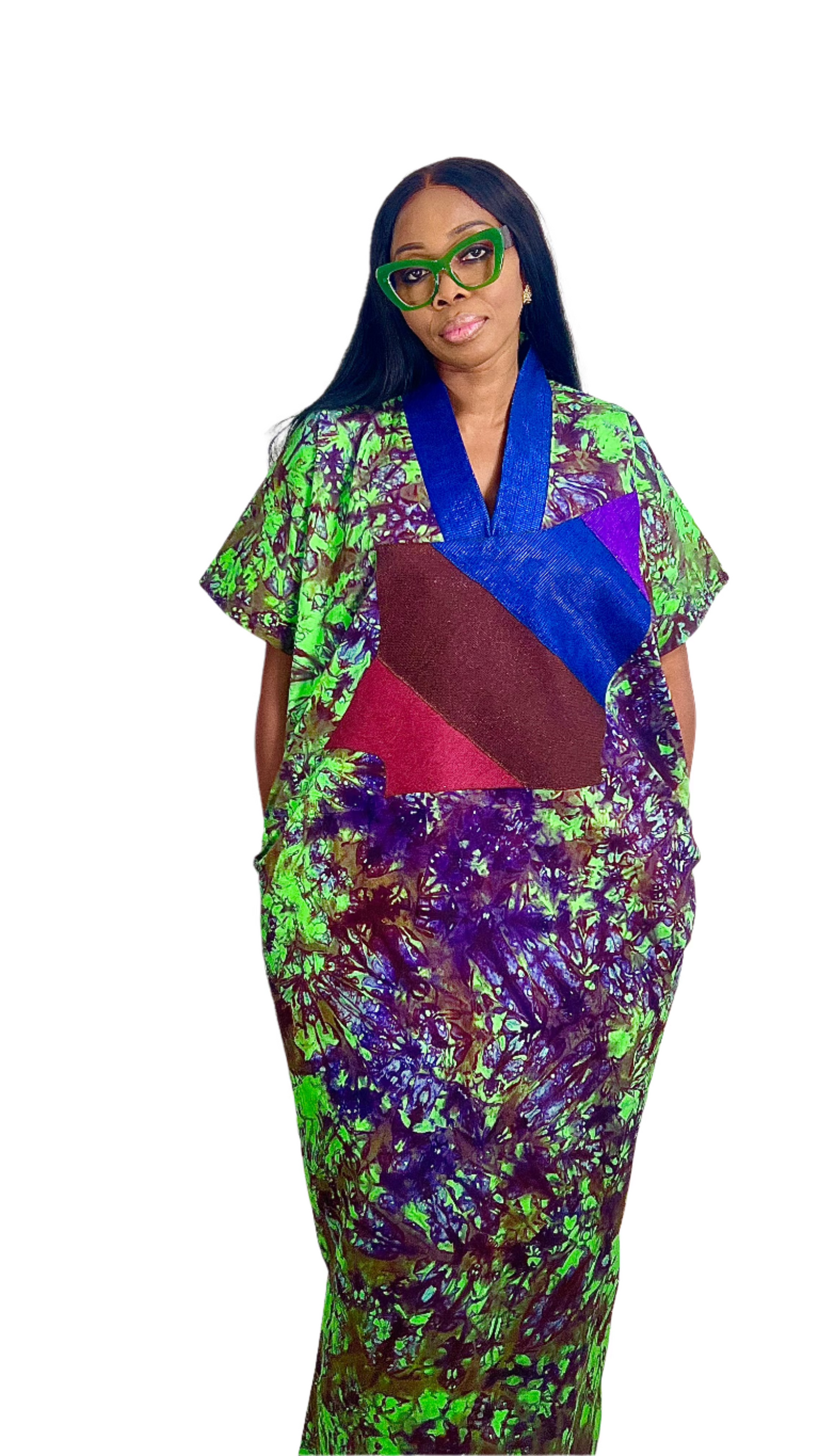 Adire Batik Tye Dye Cotton kaftan/BouBou Kaftan Caftan Shirt dress Summer Beach wear Evening wear maxi/gown with slit - 040