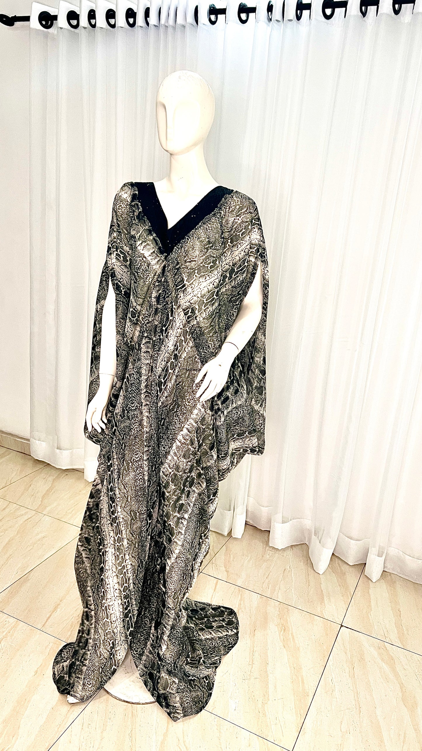 Silk Kaftan Evening Gown/maxi Dress - 064