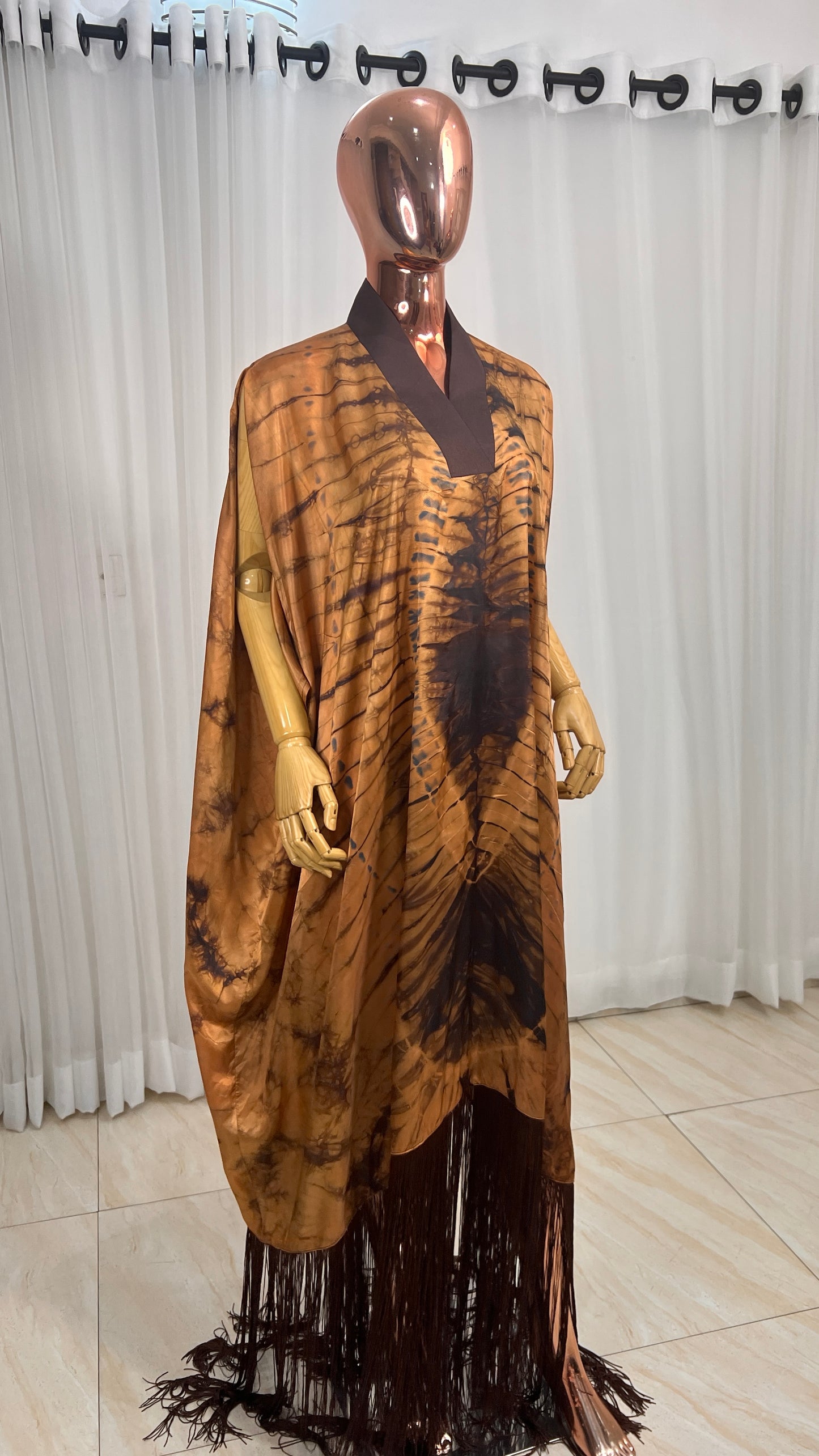 Adire/Tye Dye silk kaftan/BouBou/Caftan Shirt dress Summer/Beach wear Evening wear maxi/gown