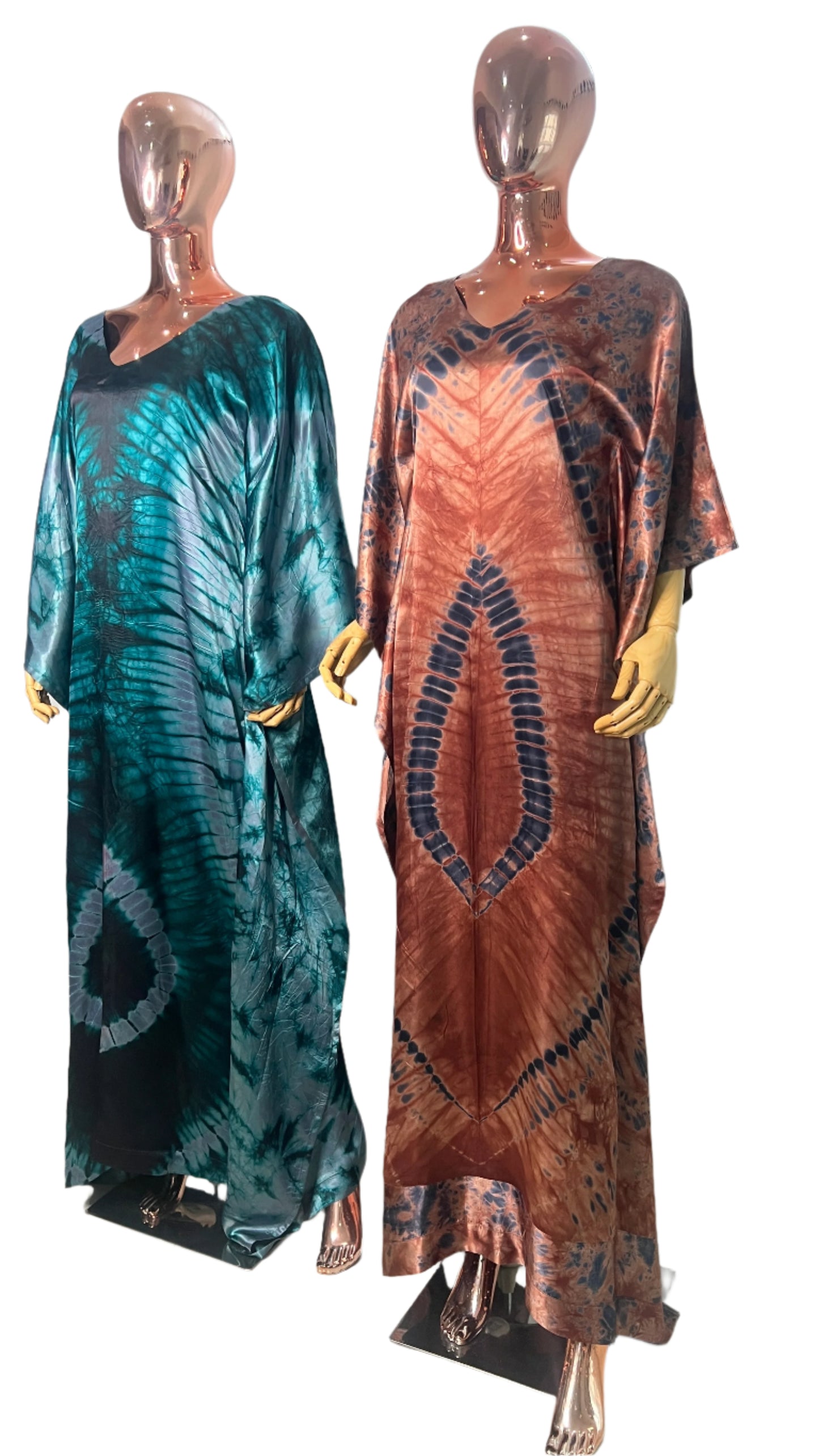 African Print Adire Silk Kaftan Evening Gown/maxi Dress