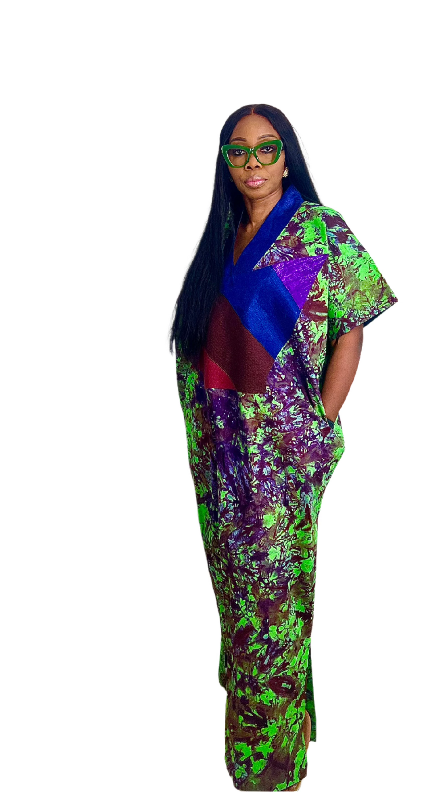 Adire Batik Tye Dye Cotton kaftan/BouBou Kaftan Caftan Shirt dress Summer Beach wear Evening wear maxi/gown with slit - 040