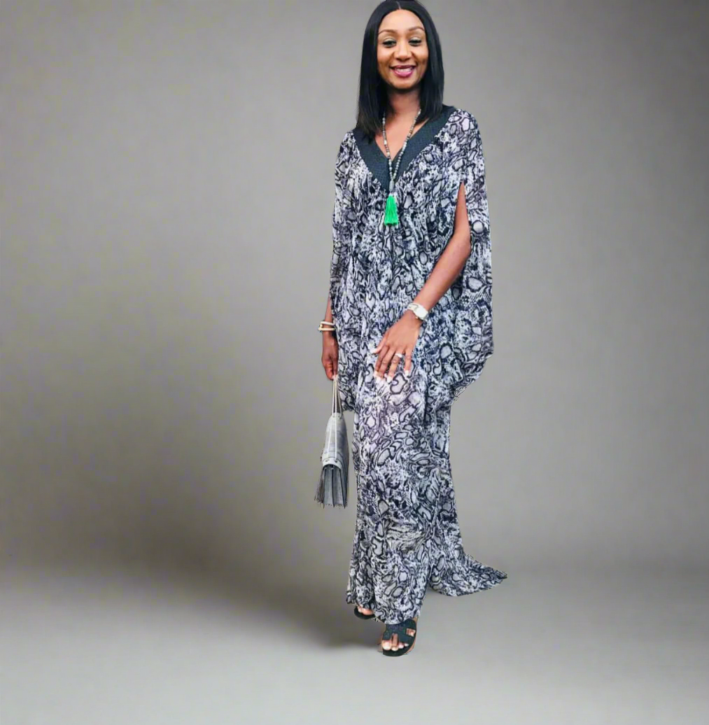 Silk Kaftan Evening Gown/maxi Dress - 064