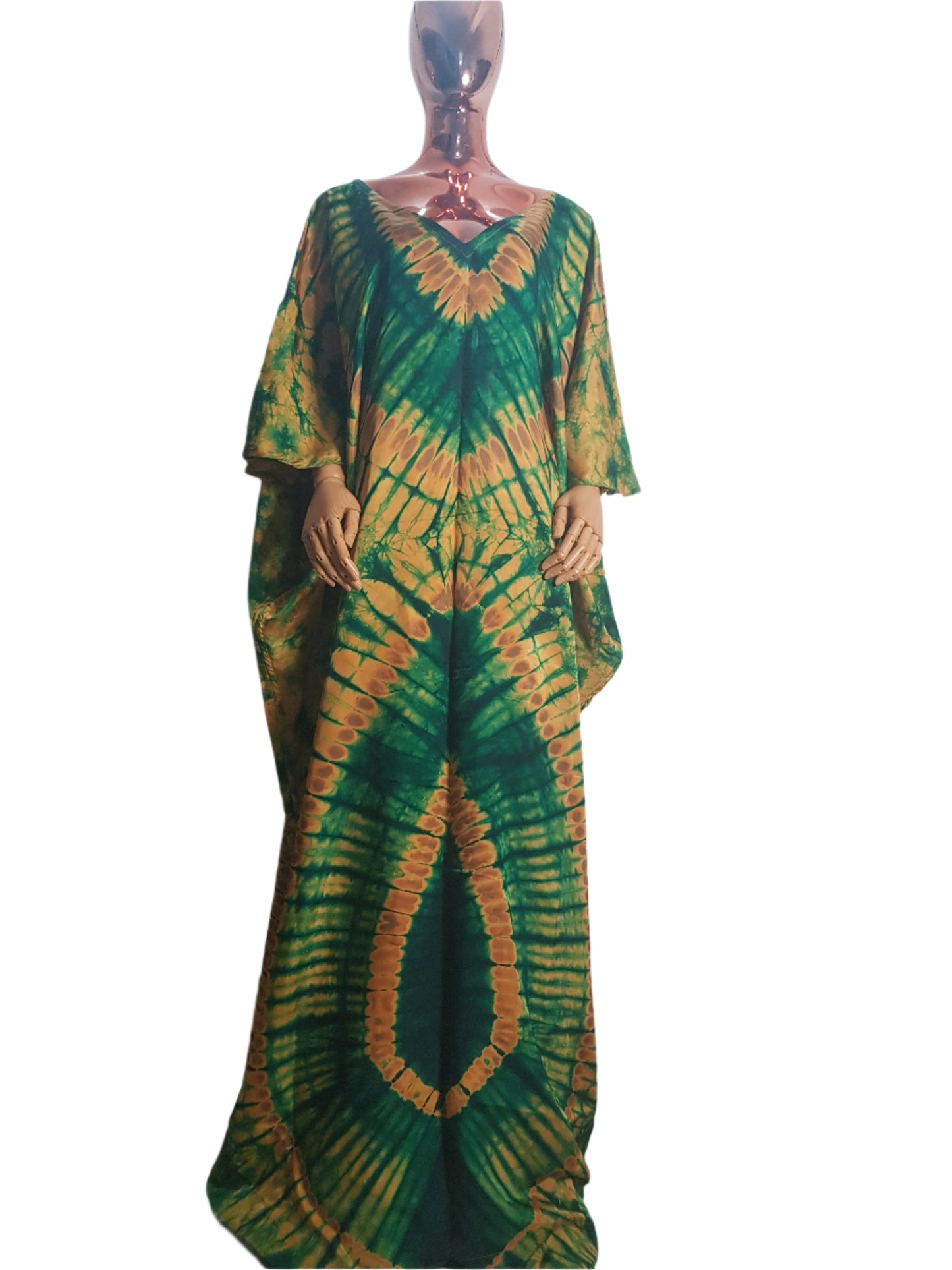 African Print Adire Silk Tie-up Evening Gown/maxi Dress - 056