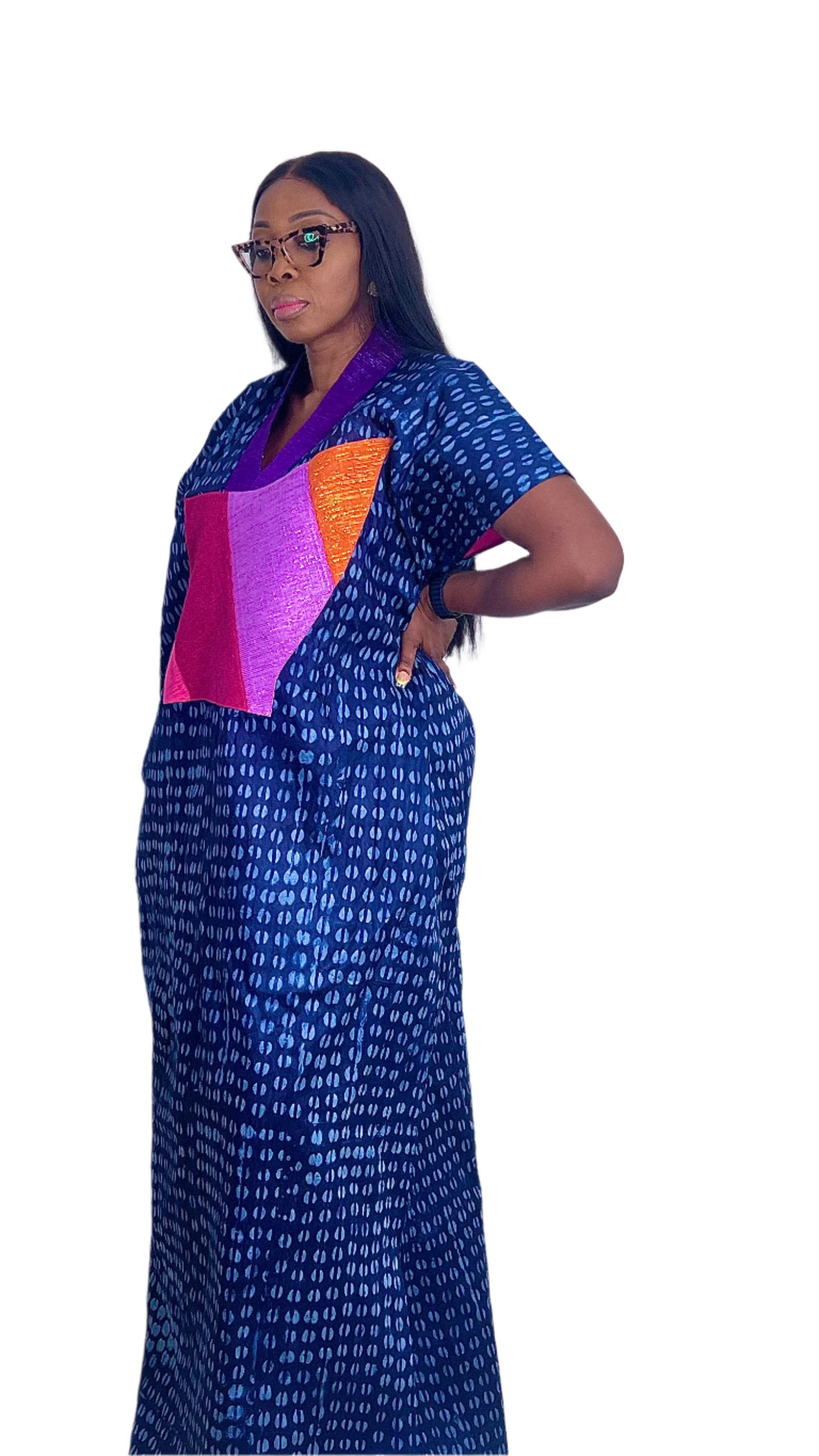 Adire Batik Tye Dye Brocade kaftan BouBou Caftan Shirt dress Summer Beach wear Evening wear maxi gown with slit - 061