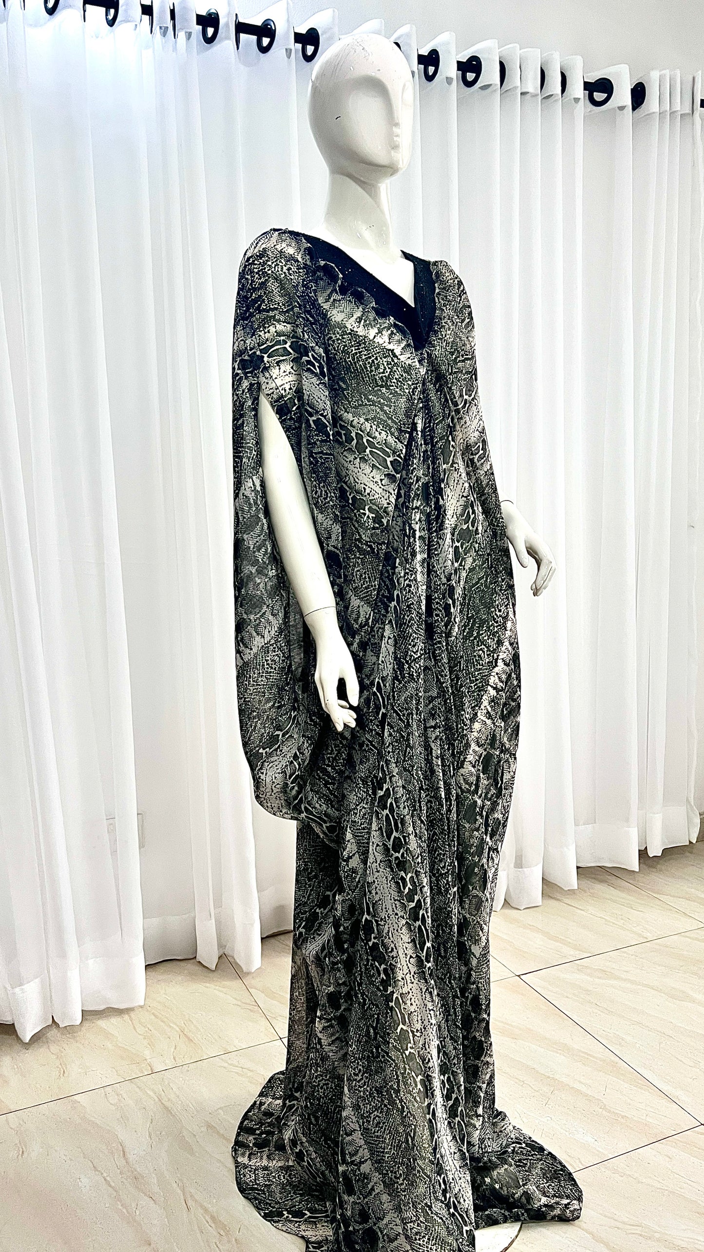 Silk Kaftan Evening Gown/maxi Dress - 064
