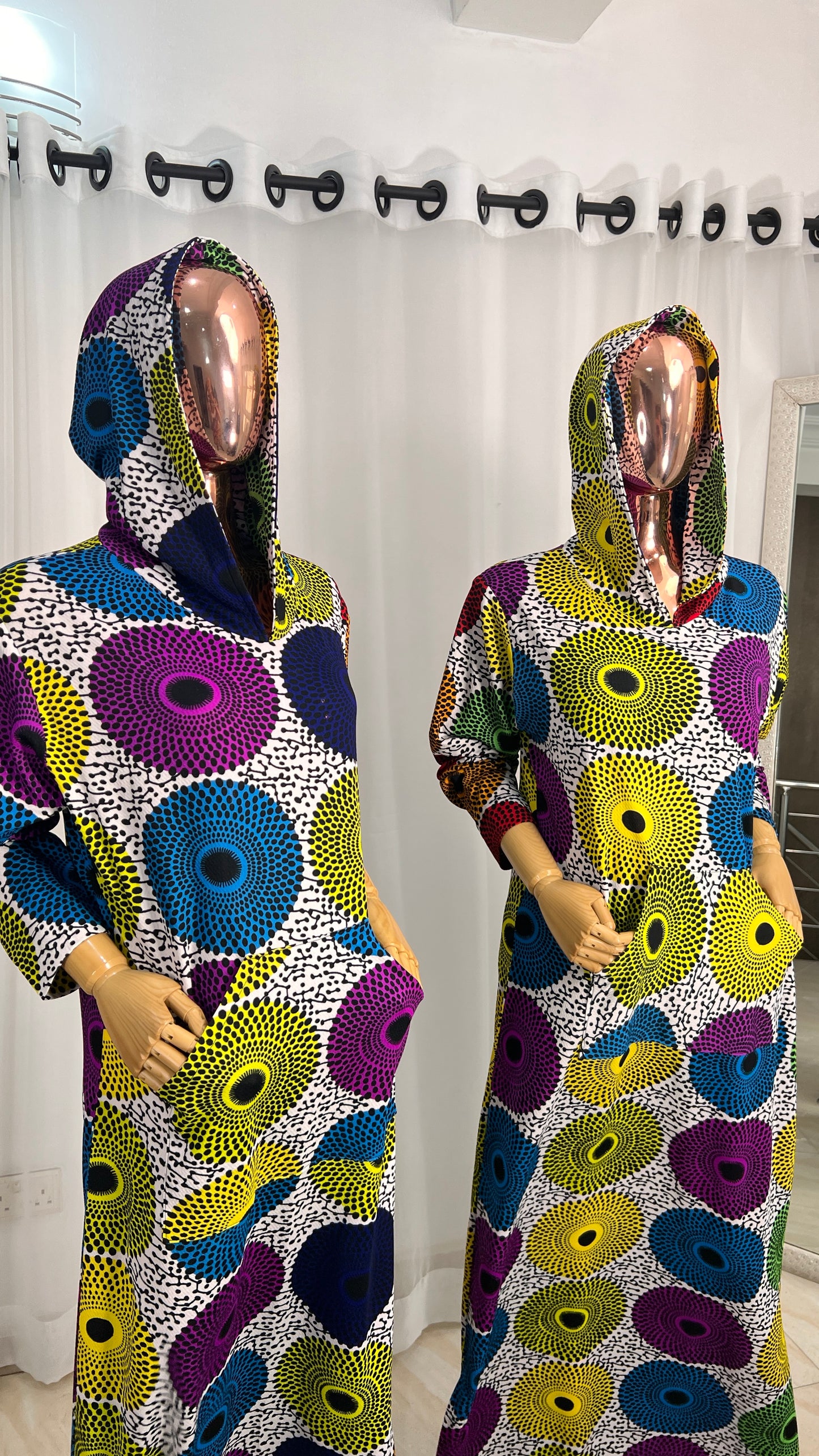 Multi colour Ankara Stretch maxi Dress with pockets - 069