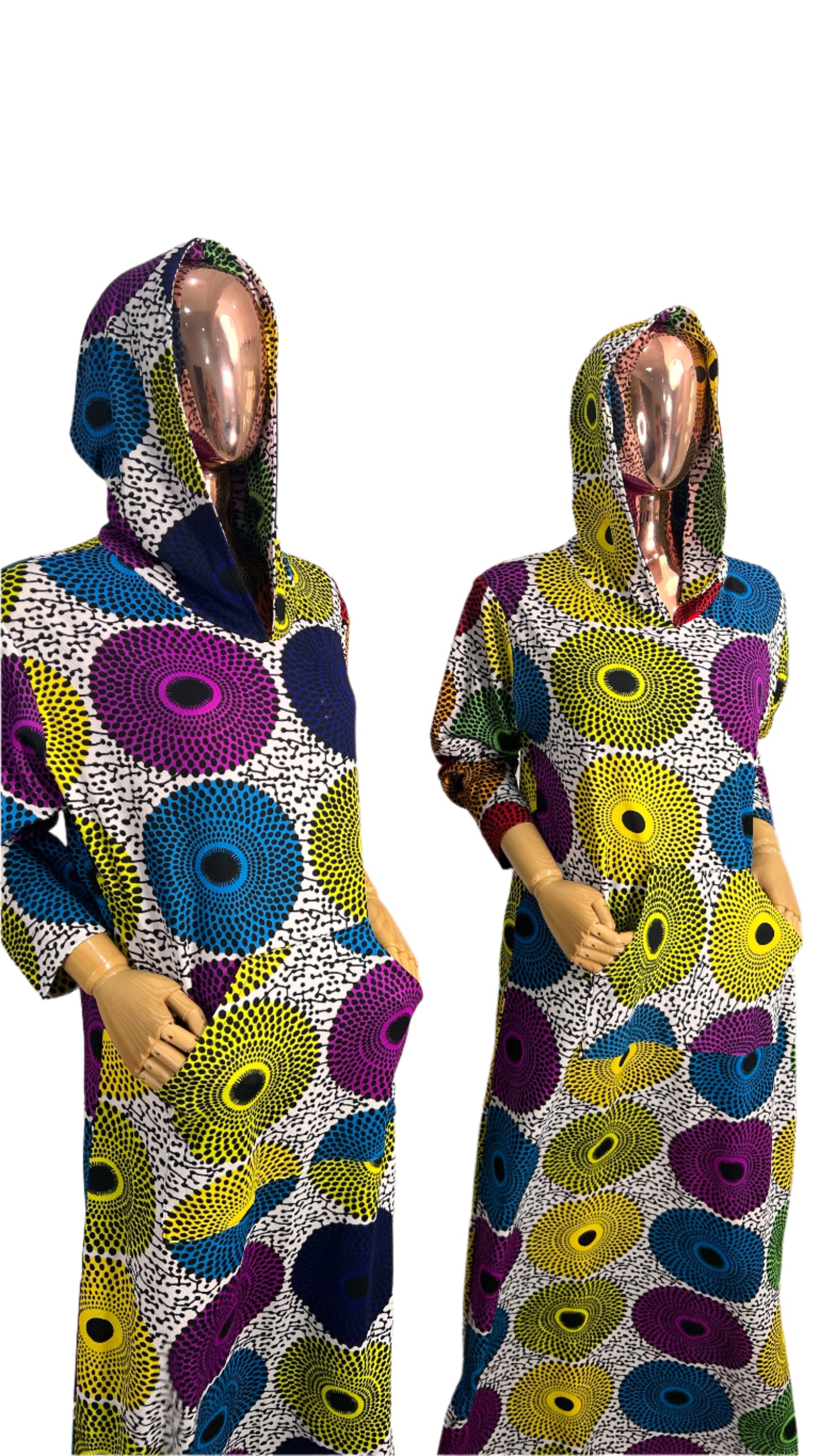 Multi colour Ankara Stretch maxi Dress with pockets - 069