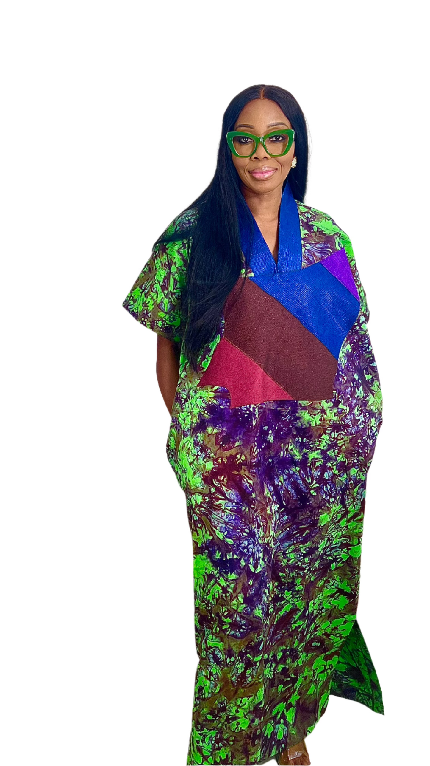 Adire Batik Tye Dye Cotton kaftan/BouBou Kaftan Caftan Shirt dress Summer Beach wear Evening wear maxi/gown with slit - 040