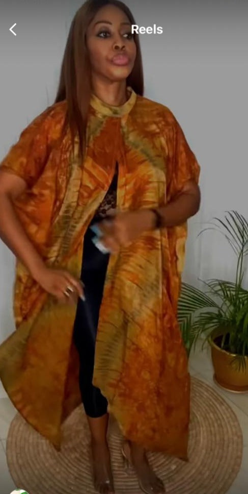 Eezzy Adire Silk Split Kaftan Maxi Dress - 051