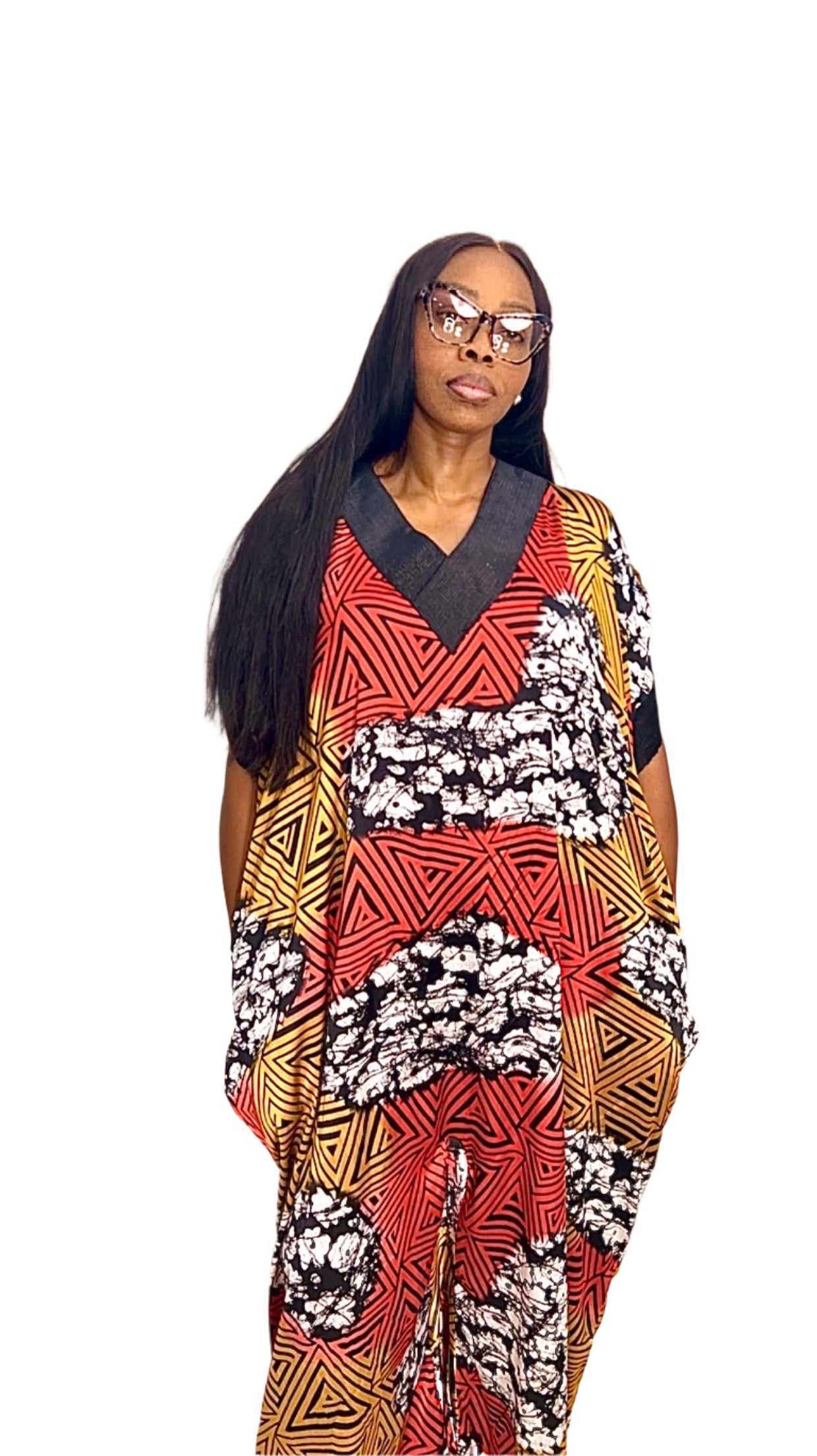 African print Ankara Silk Jumpsuit playsuit with Asooke neck details Summer Party Beachwear - 071 - Tall Length