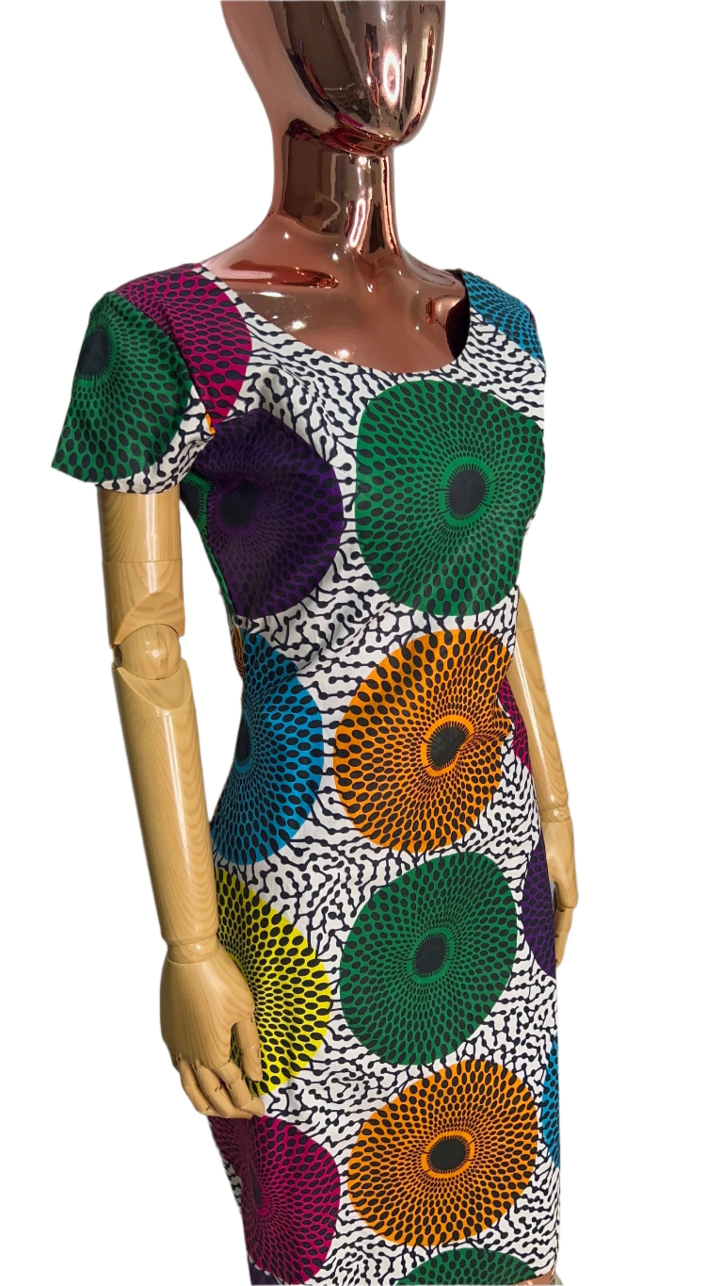 Multi colour Ankara Stretch maxi Dress with pockets - 069