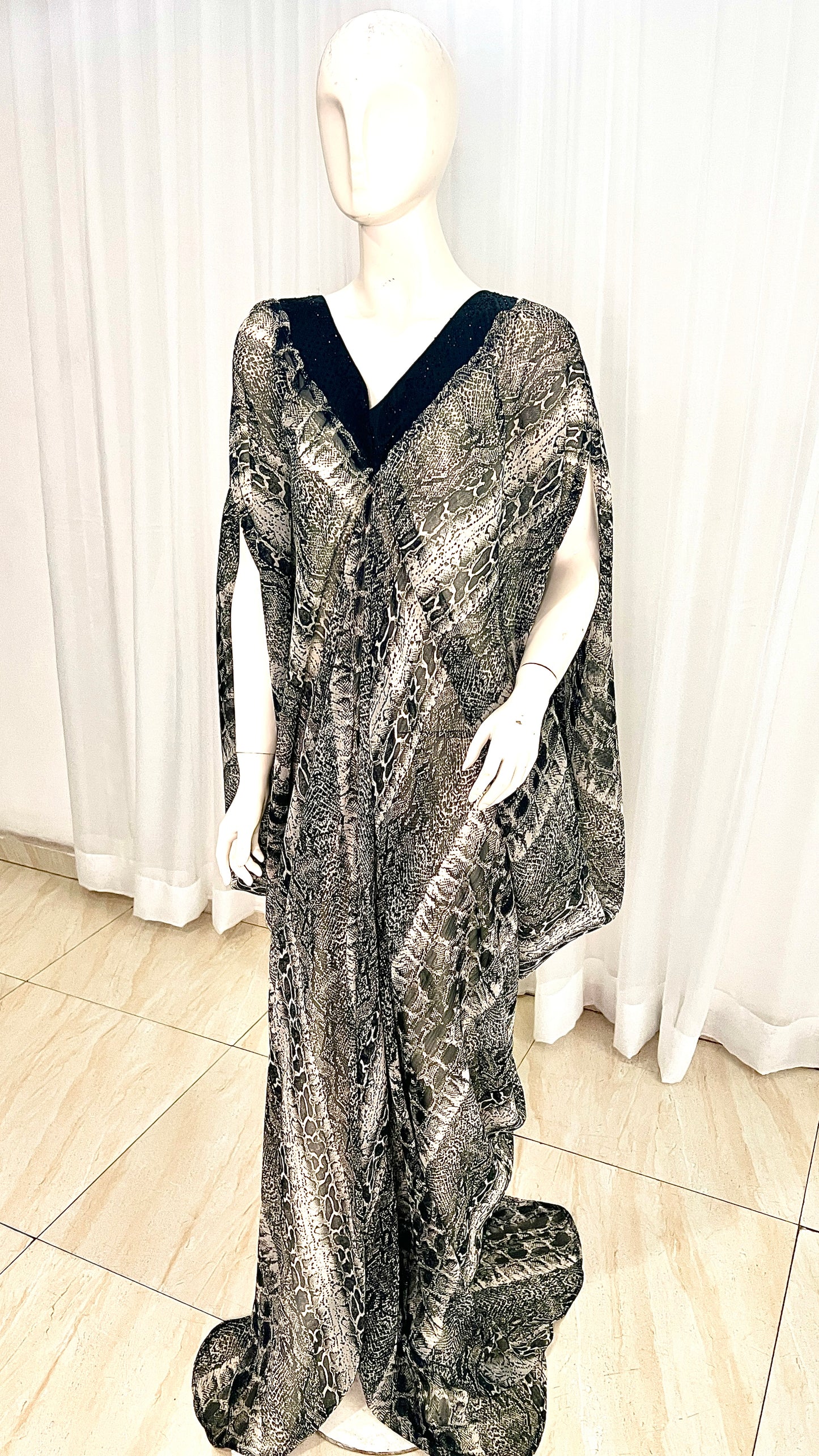 Silk Kaftan Evening Gown/maxi Dress - 064