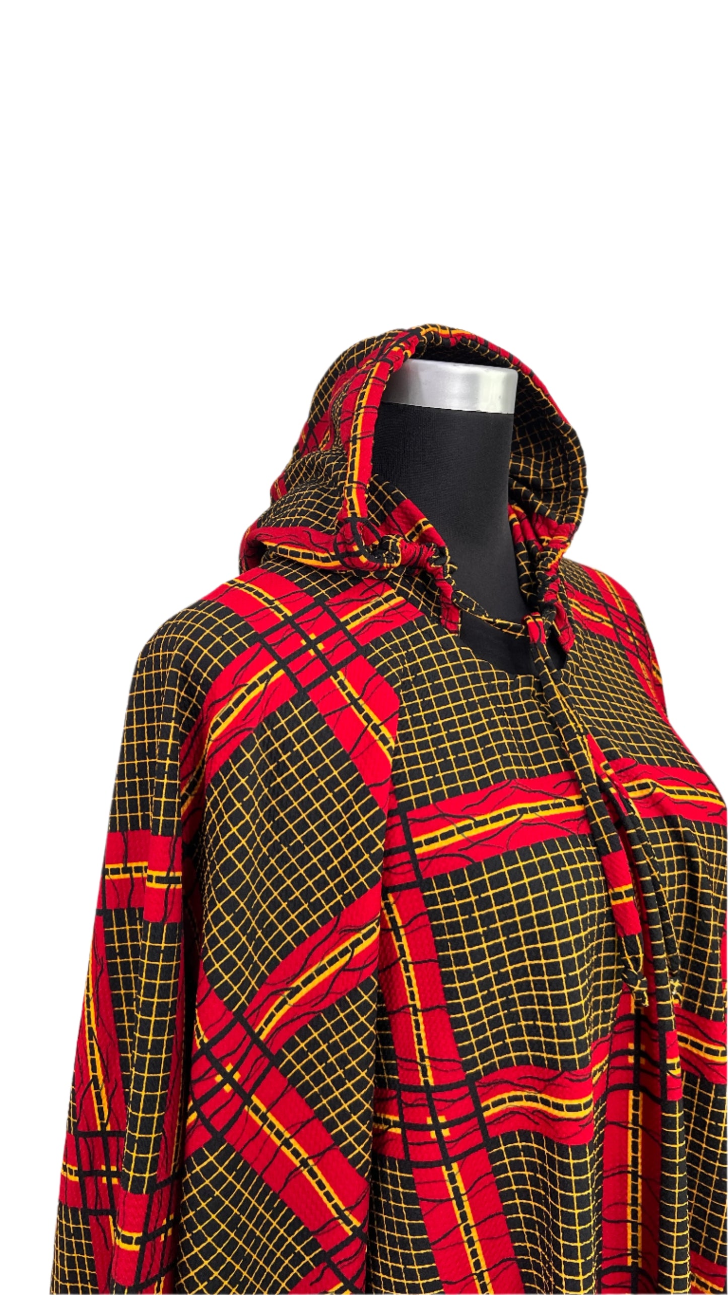 Ankara African print Stretch Hooded Poncho - 090