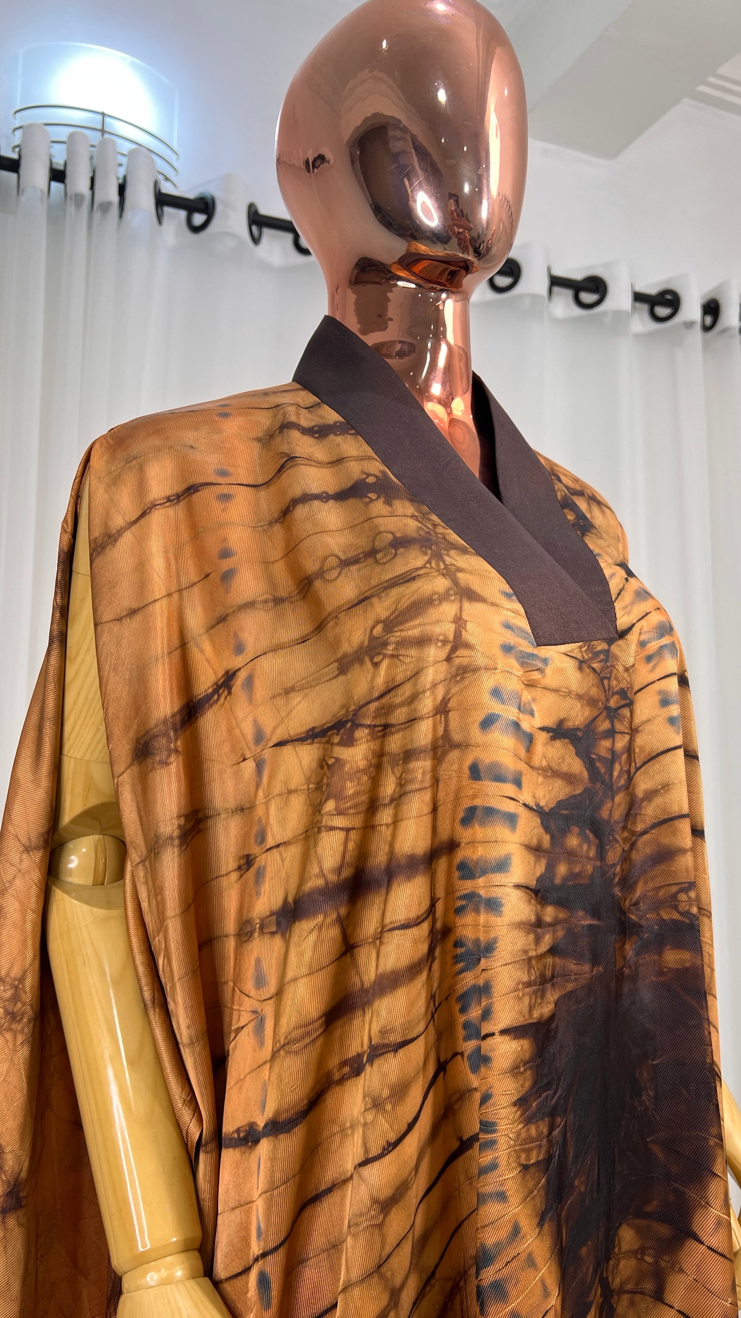 Adire/Tye Dye silk kaftan/BouBou/Caftan Shirt dress Summer/Beach wear Evening wear maxi/gown